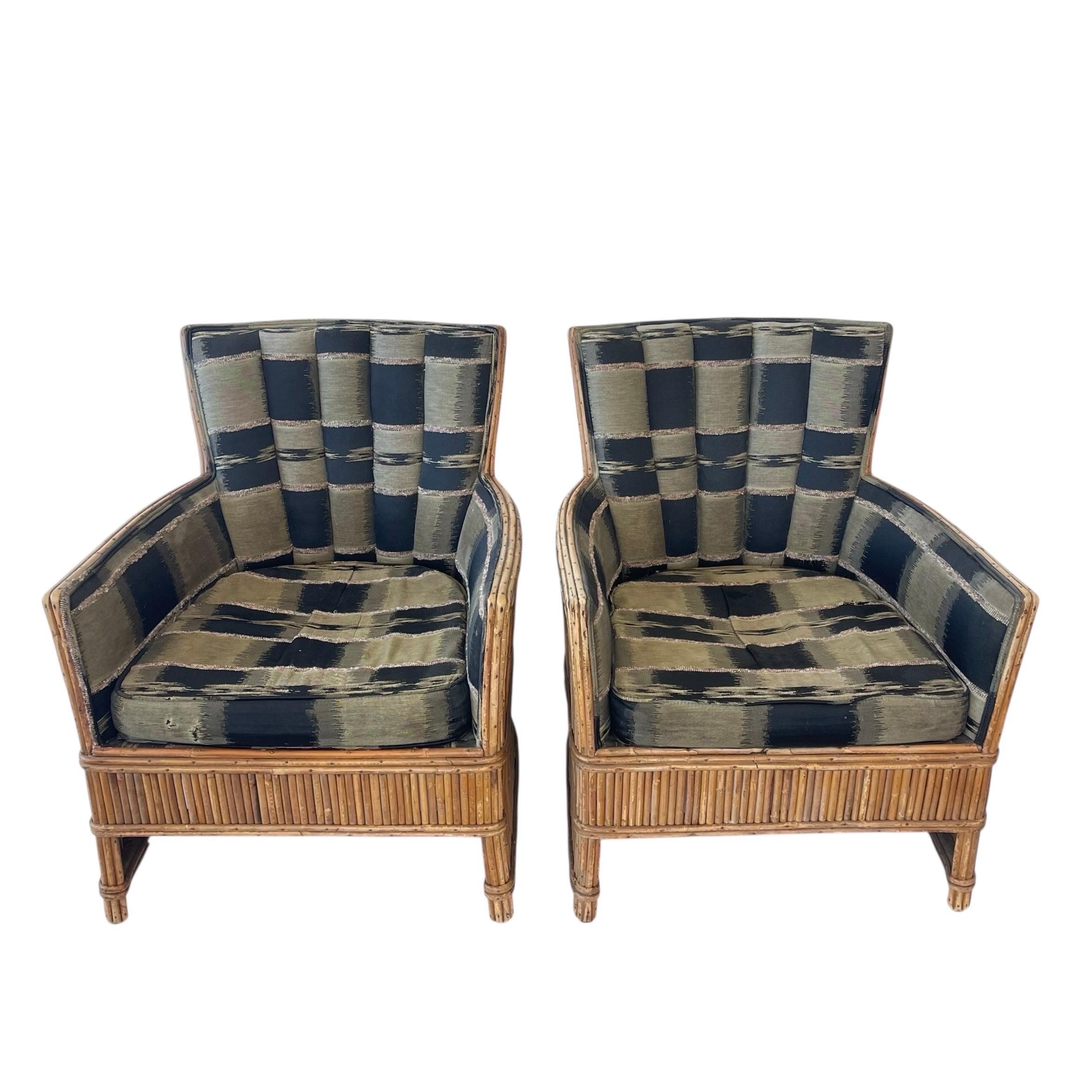 Paire de fauteuils Art Deco en rotin fendu, USA, Circa 1940s en vente