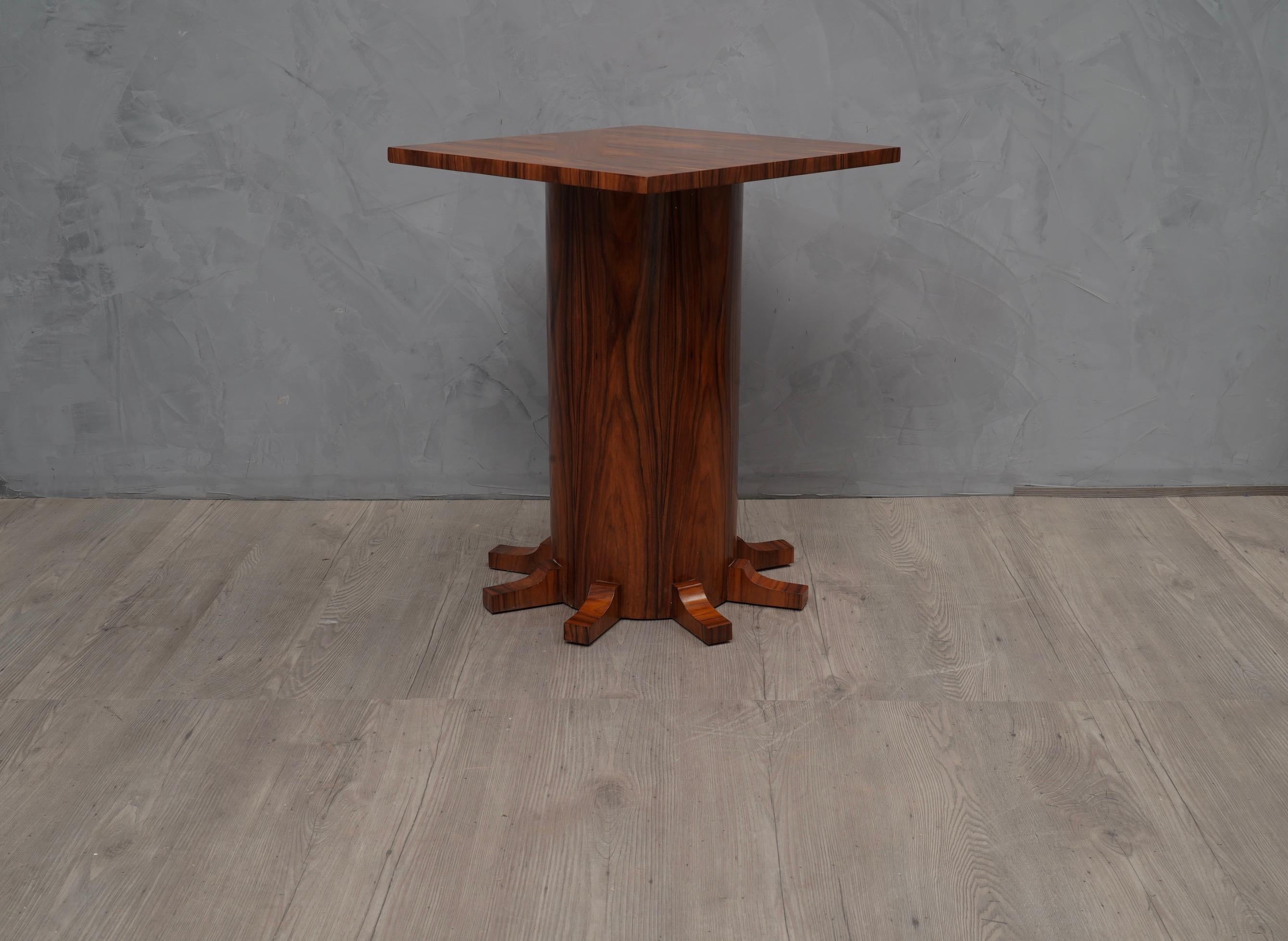 Pair of Art Deco Square Walnut Wood Side Tables, 1920 3