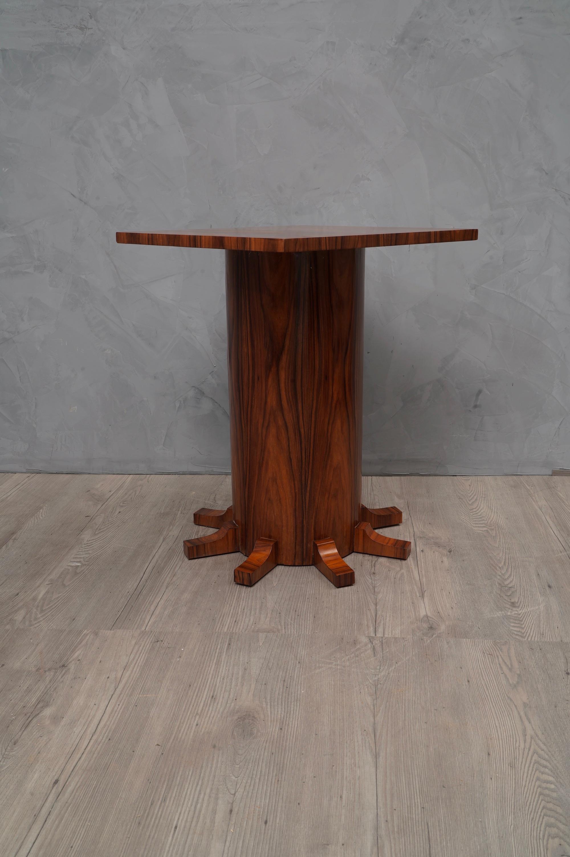 Pair of Art Deco Square Walnut Wood Side Tables, 1920 4