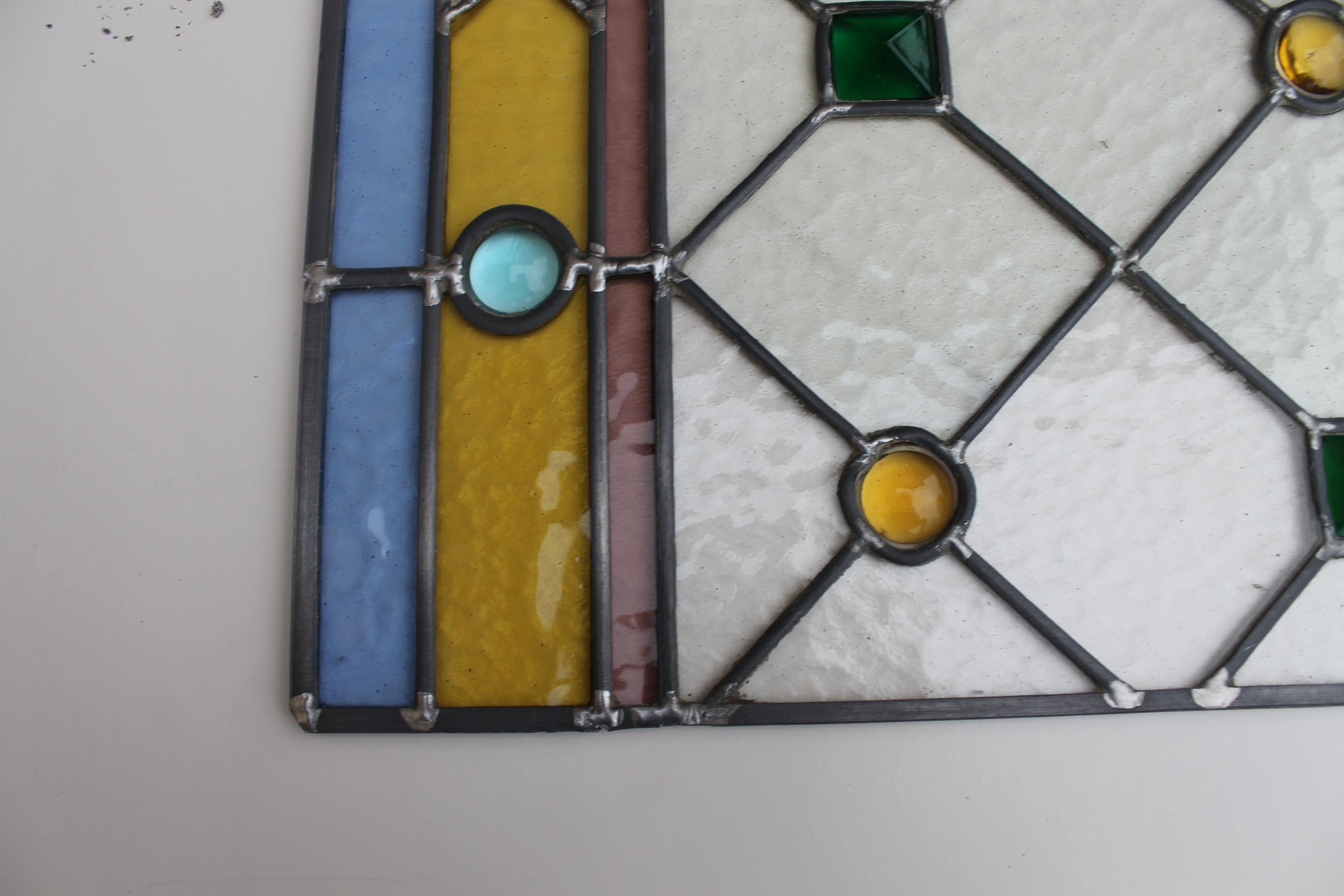 Pair of Art Deco Italian Stained Glass Panels, 1935 circa. For Sale 3