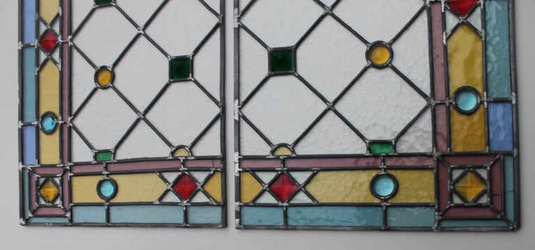 Pair Of Art Deco Italian Stained Glass Panels 1935 Circa For Sale At 1stdibs