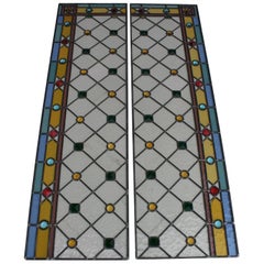 Vintage Pair of Art Deco Italian Stained Glass Panels, 1935 circa.