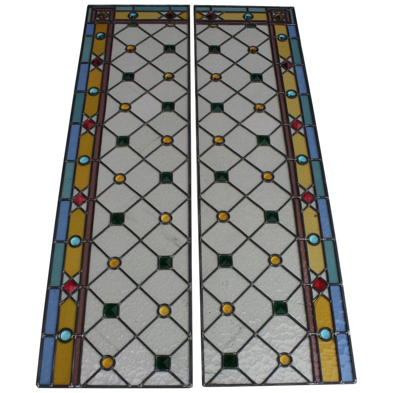 Pair of Art Deco Italian Stained Glass Panels,1935 circa. For Sale at  1stDibs
