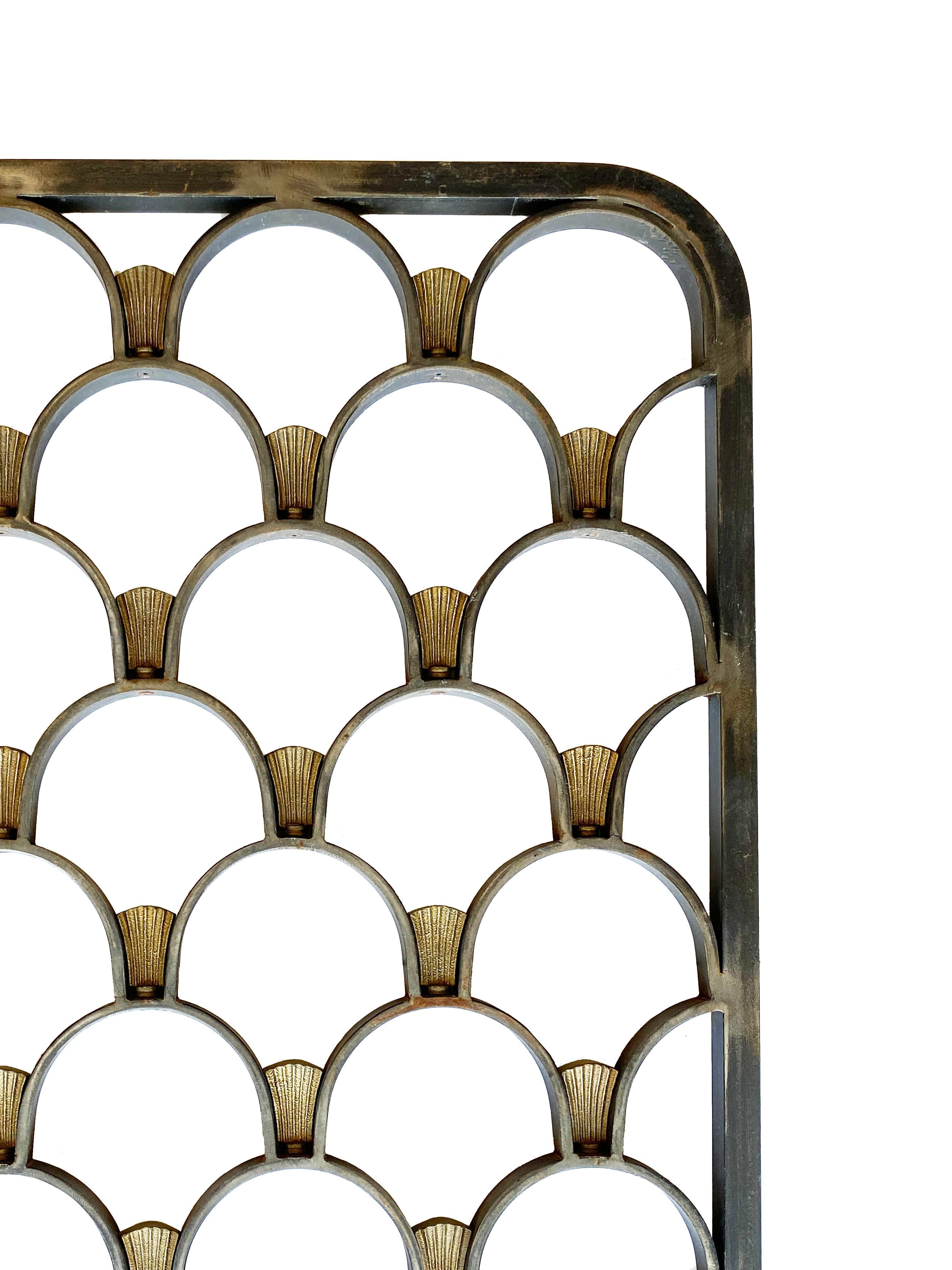 Sconosciuto Pair of Art Deco Steel & Brass Garden Panels in vendita