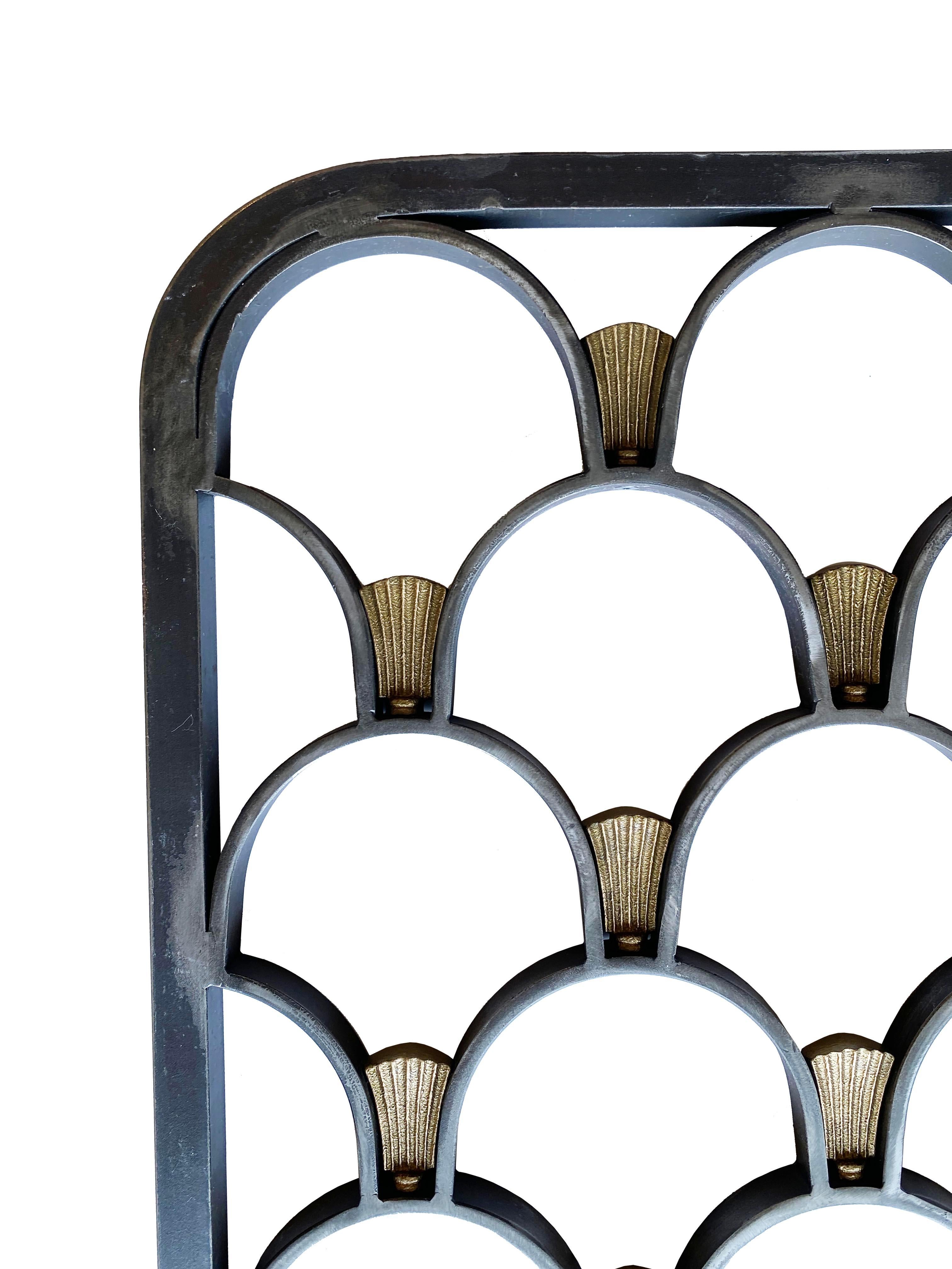 XX secolo Pair of Art Deco Steel & Brass Garden Panels in vendita