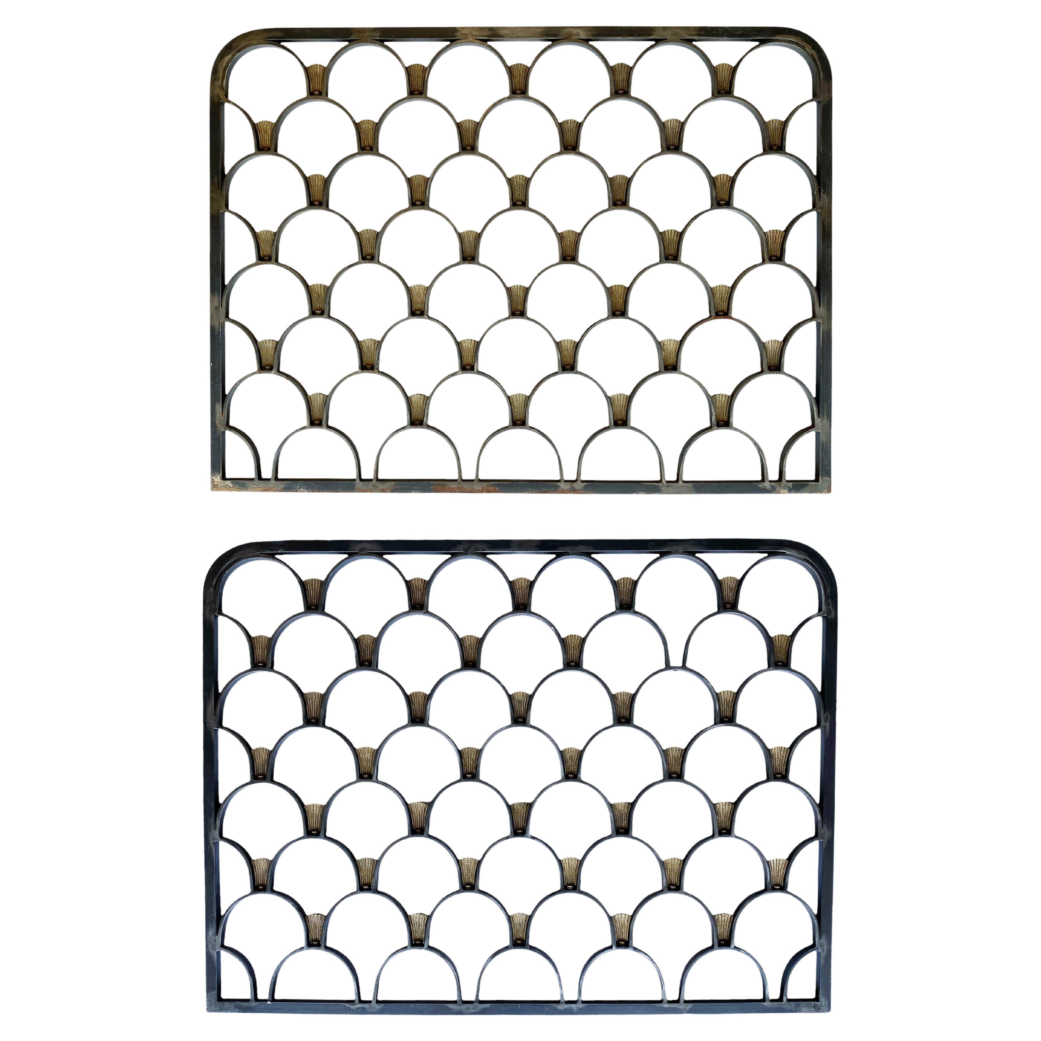 Pair of Art Deco Steel & Brass Garden Panels in vendita
