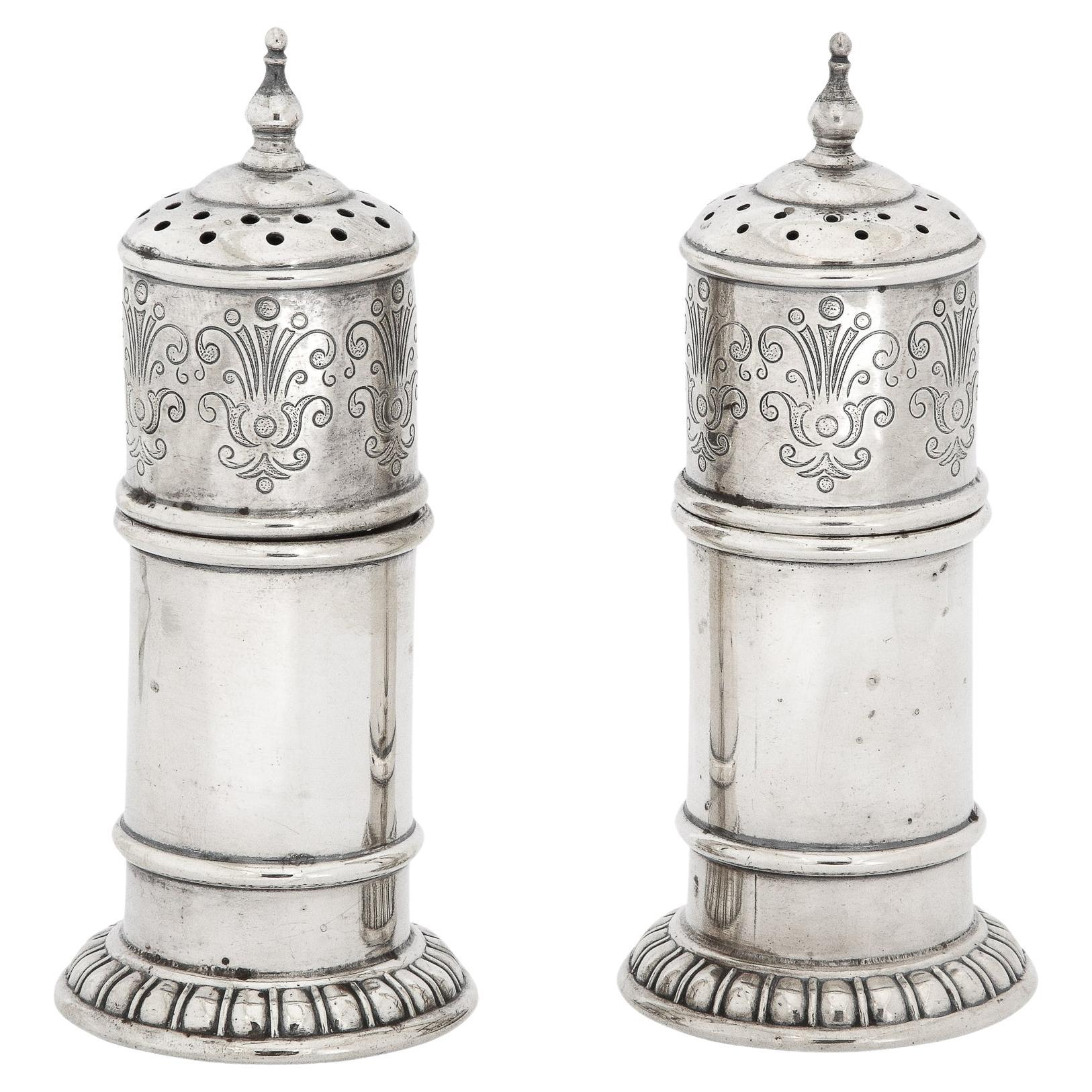 Pair of Art Deco Sterling Salt and Pepper Shakers by Rogers, Lunt and Bowlen Co. For Sale