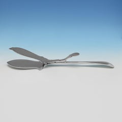 Pair of art deco sterling silver asparagus serving tongs made in 1931