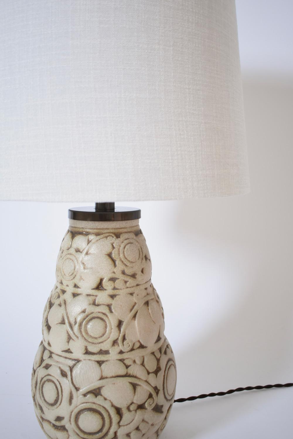 Paire de lampes Art Déco en grès, années 1930 Excellent état - En vente à Lisboa, PT