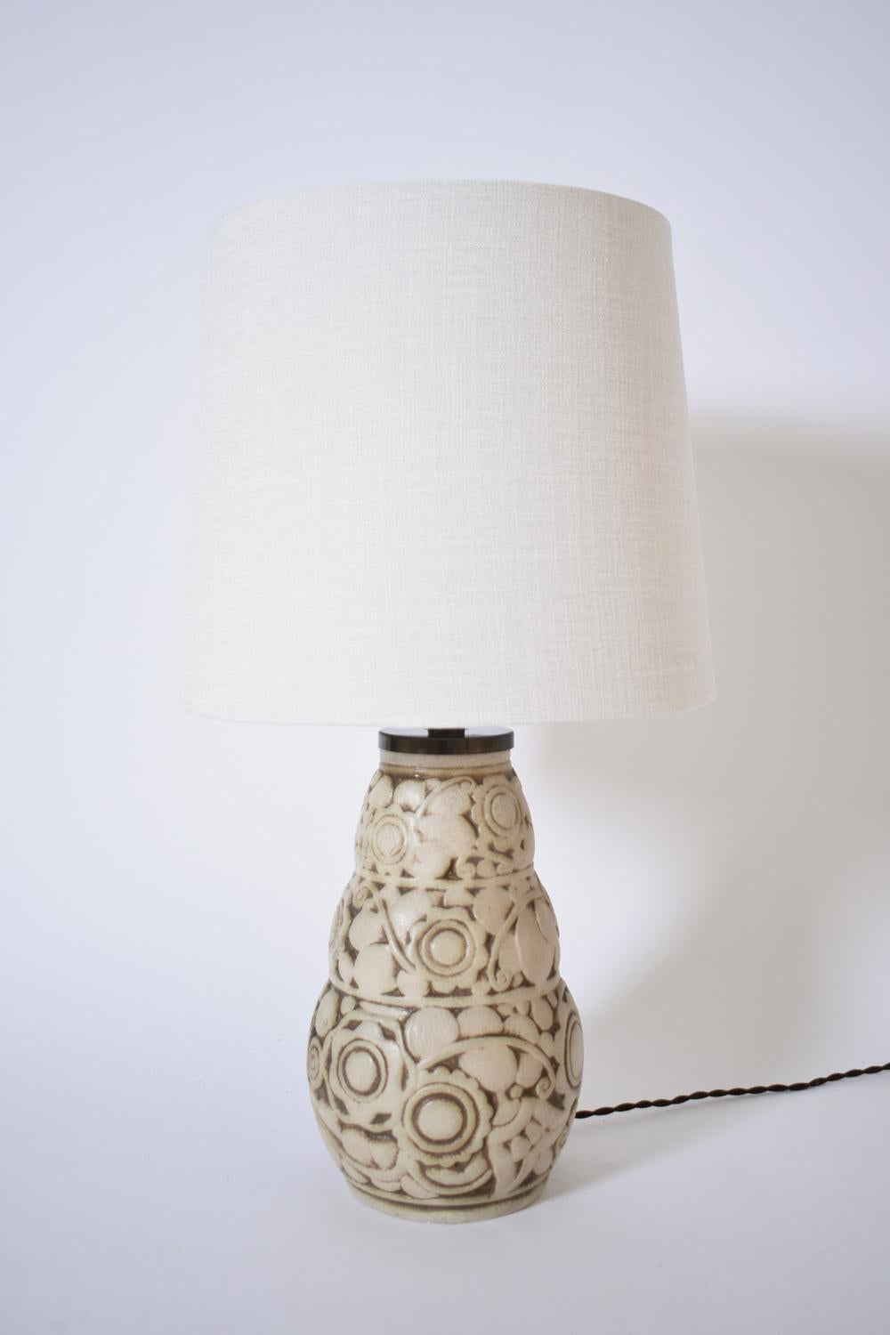 Milieu du XXe siècle Paire de lampes Art Déco en grès, années 1930 en vente