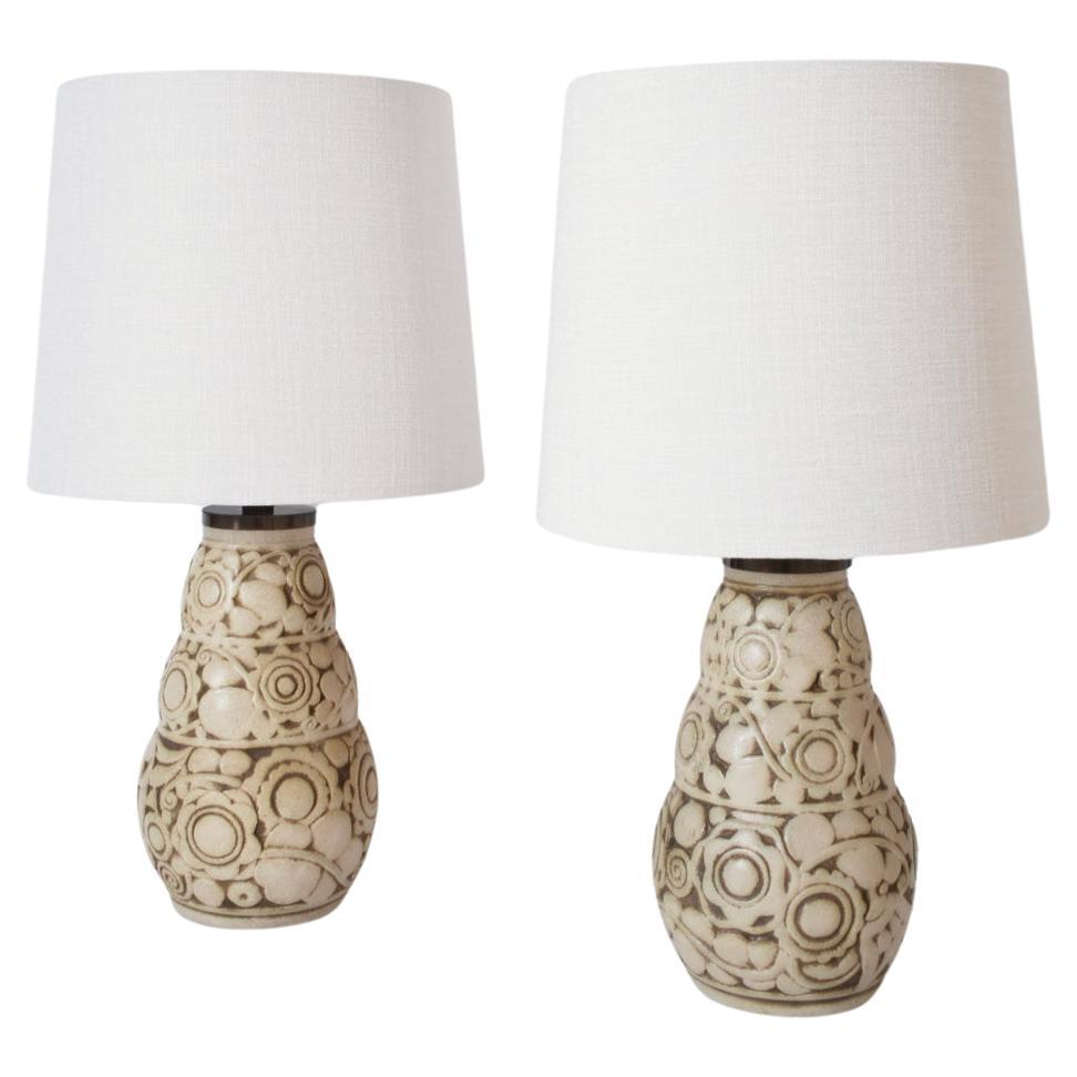 Paire de lampes Art Déco en grès, années 1930 en vente