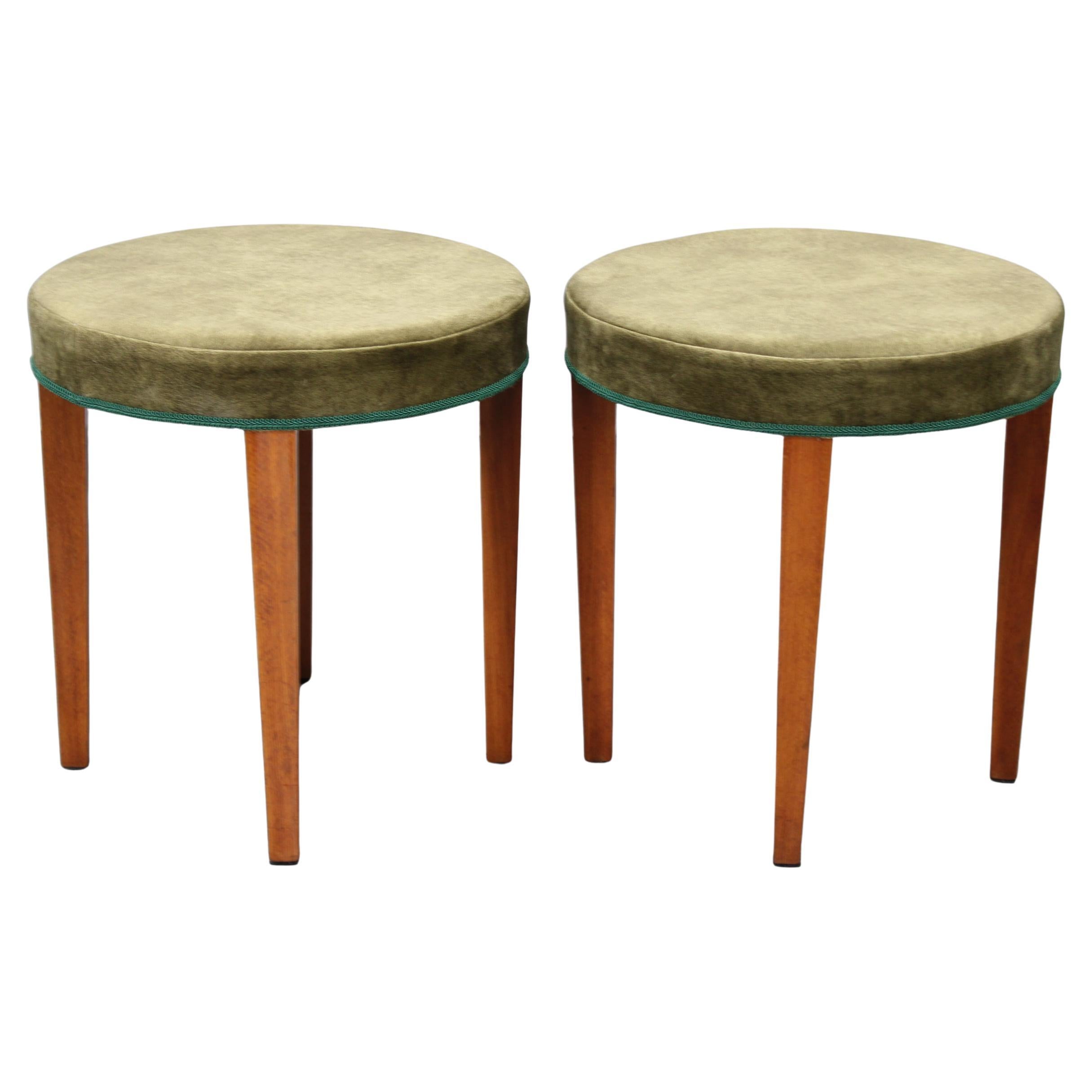 Pair of Art Deco Stools, Czechoslovakia, 1940s