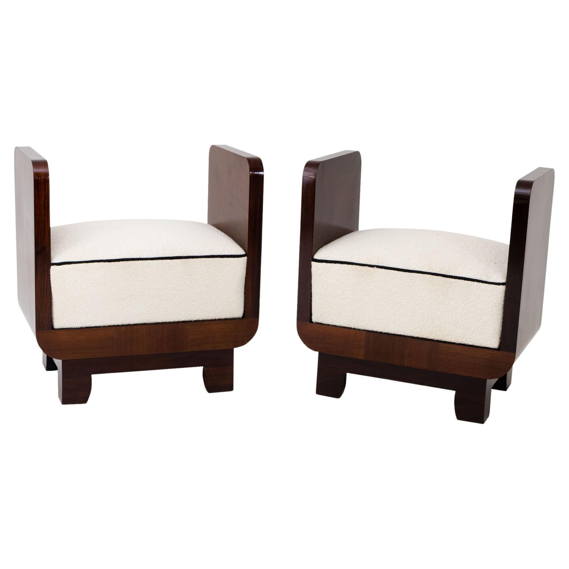 Pair of Art Deco Stools For Sale at 1stDibs - Handsome Art Deco Adorned Stools