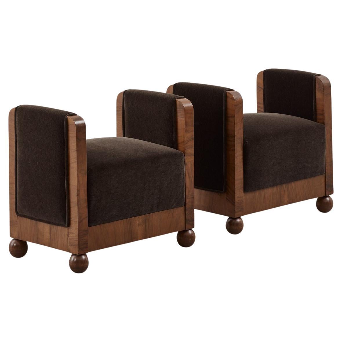 Pair of Art Deco stools Italy, 1930s For Sale