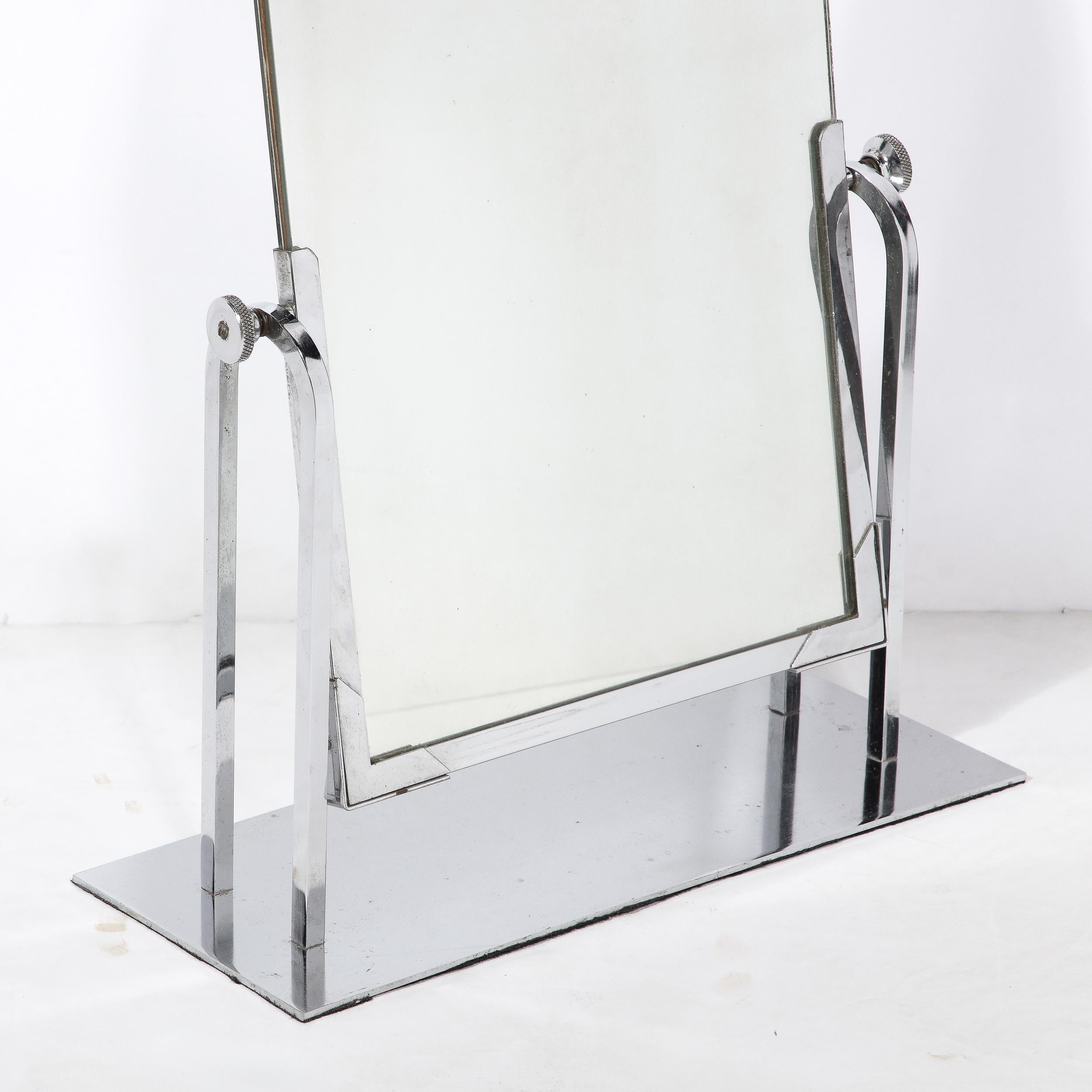 Pair of Art Deco Streamlined Arch Form Adjustable Table Mirror in Chrome For Sale 5