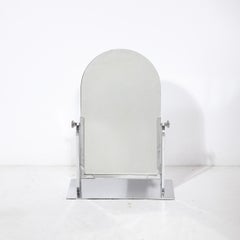 Pair of Art Deco Streamlined Arch Form Adjustable Table Mirror in Chrome