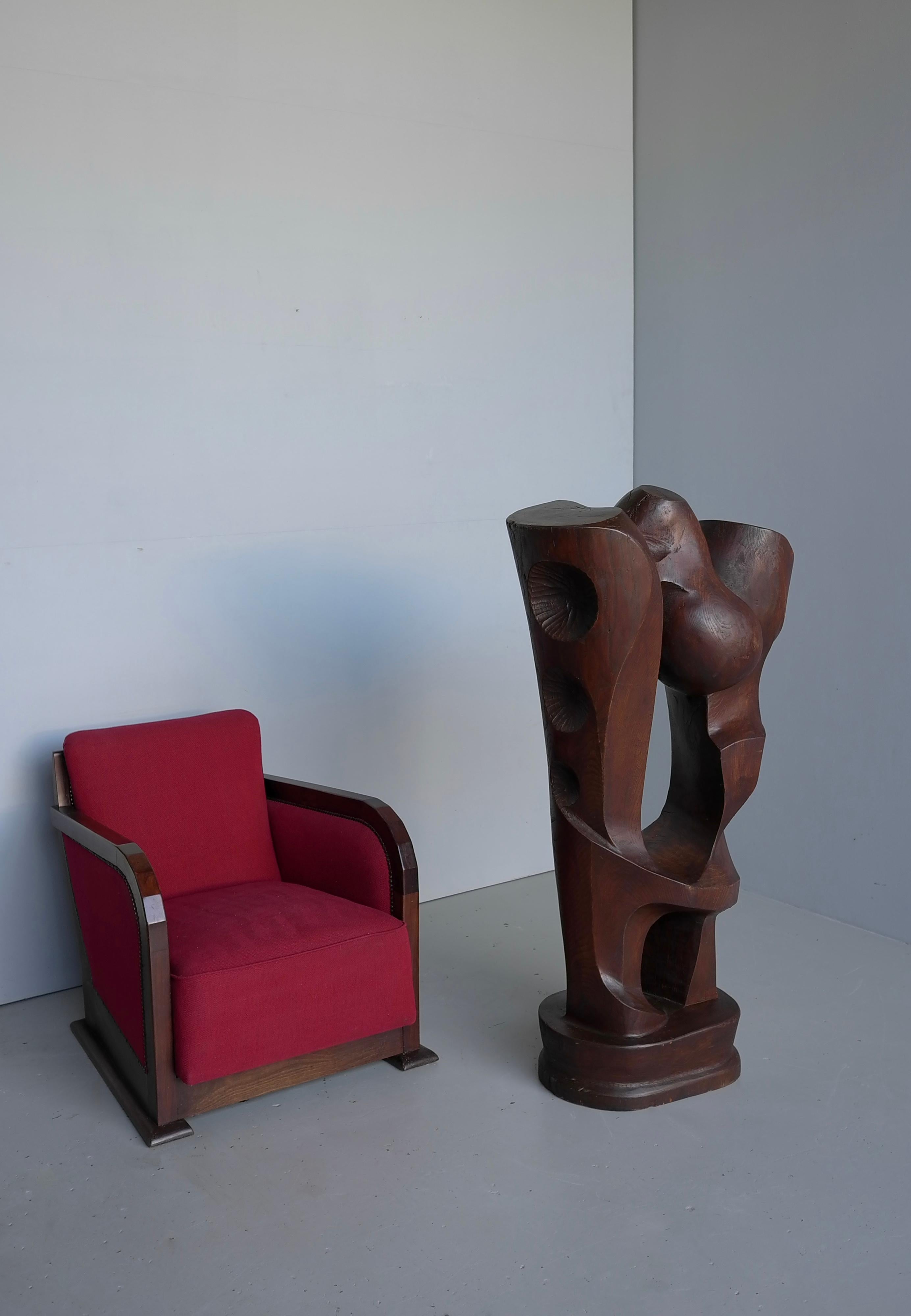 Coppia di poltrone in stile Art Déco in noce e tessuto, Francia anni '30 in vendita 4