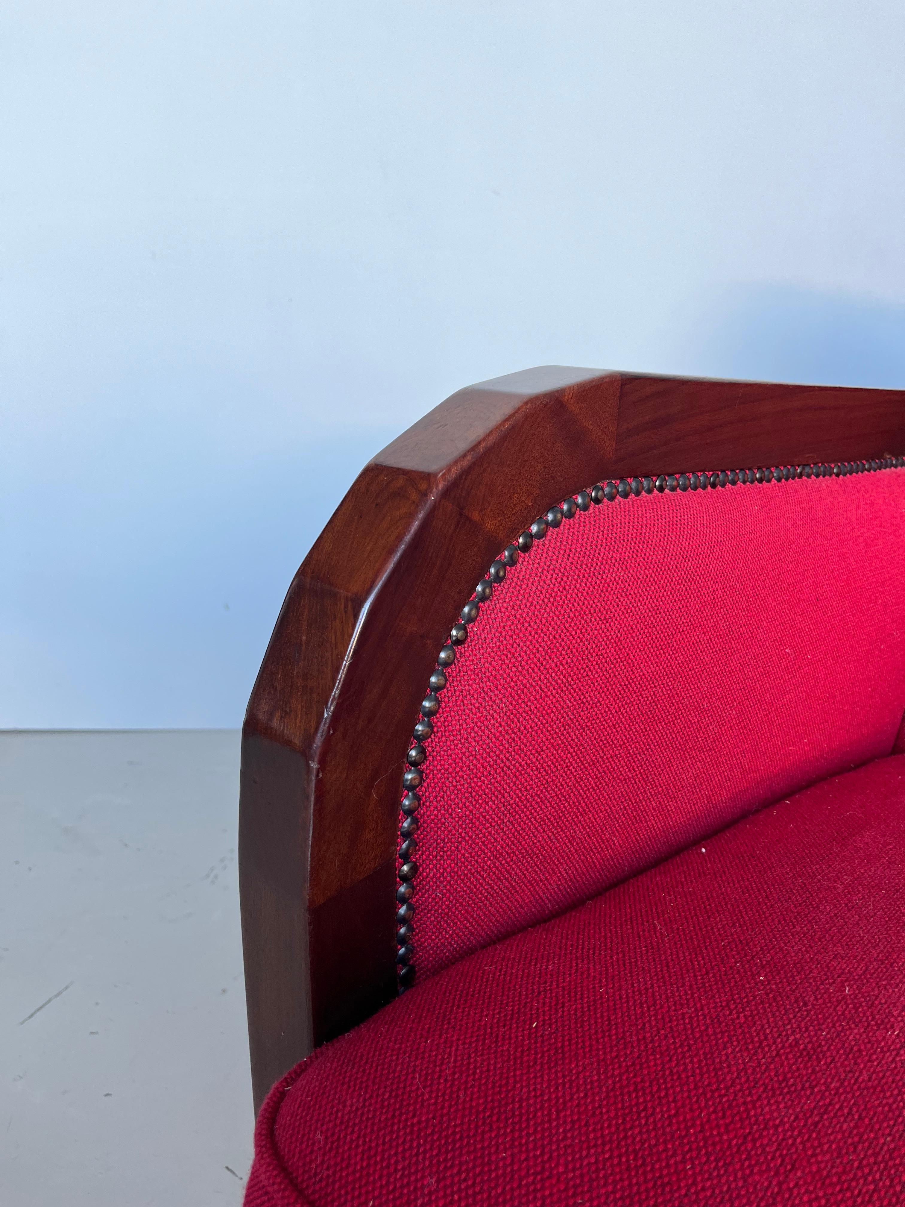 Coppia di poltrone in stile Art Déco in noce e tessuto, Francia anni '30 in vendita 11