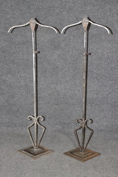 Pair of Art Deco Style Adjustable Metal Coat Racks in the Manner of Oscar Bach