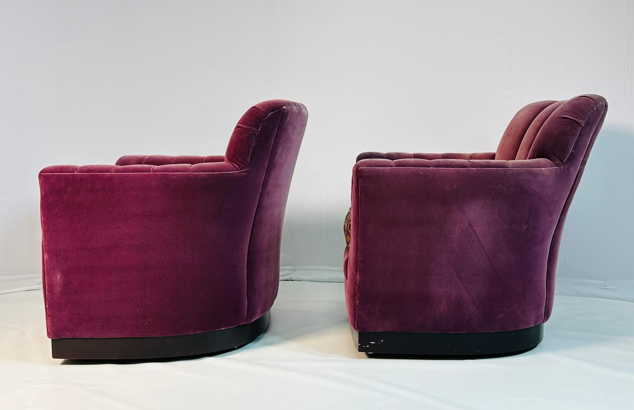 Pair of Art Deco Style Arm Chairs With a Swivel Mechanism by Michael Weiss In Good Condition In Los Angeles, CA