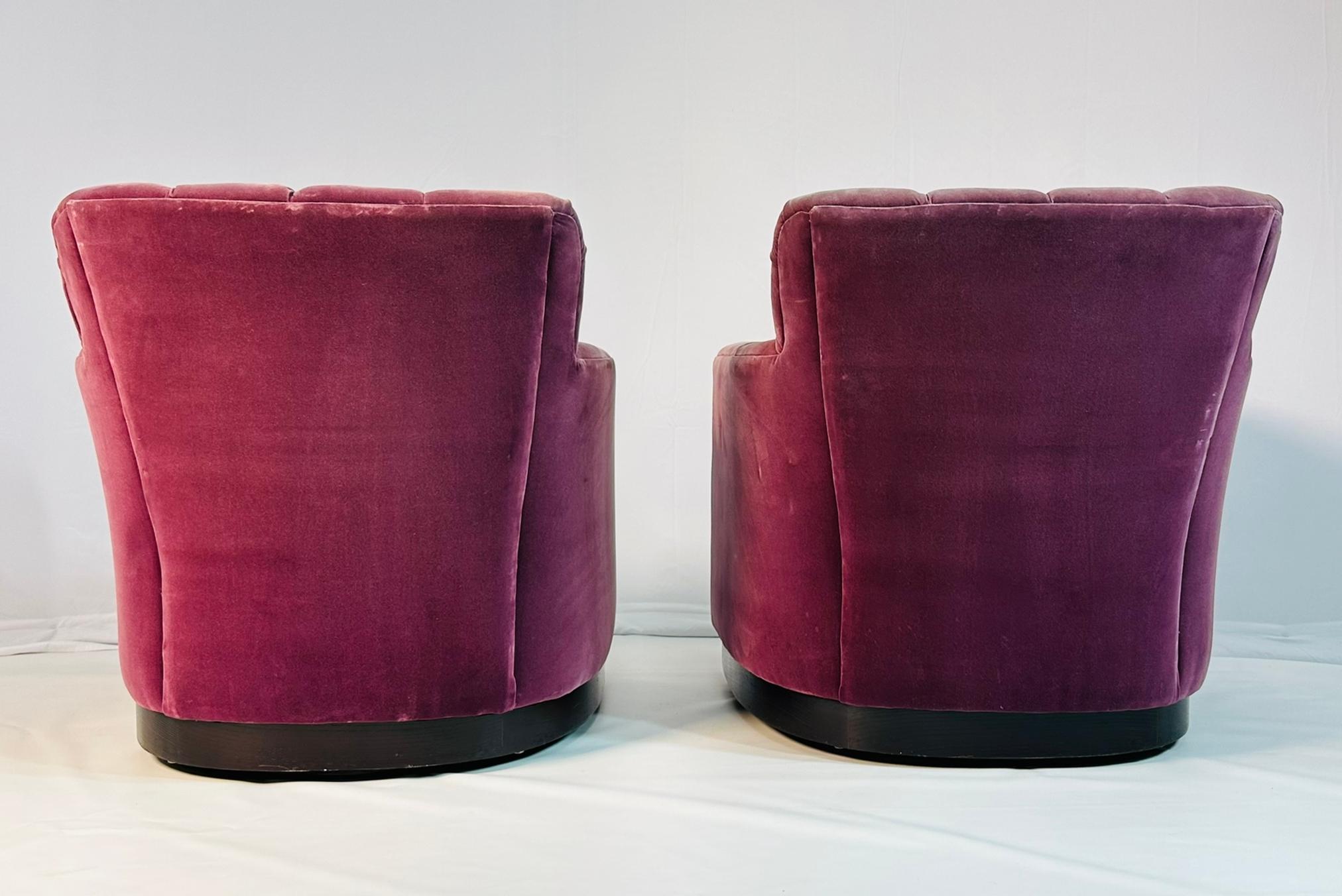 Fabric Pair of Art Deco Style Arm Chairs With a Swivel Mechanism by Michael Weiss