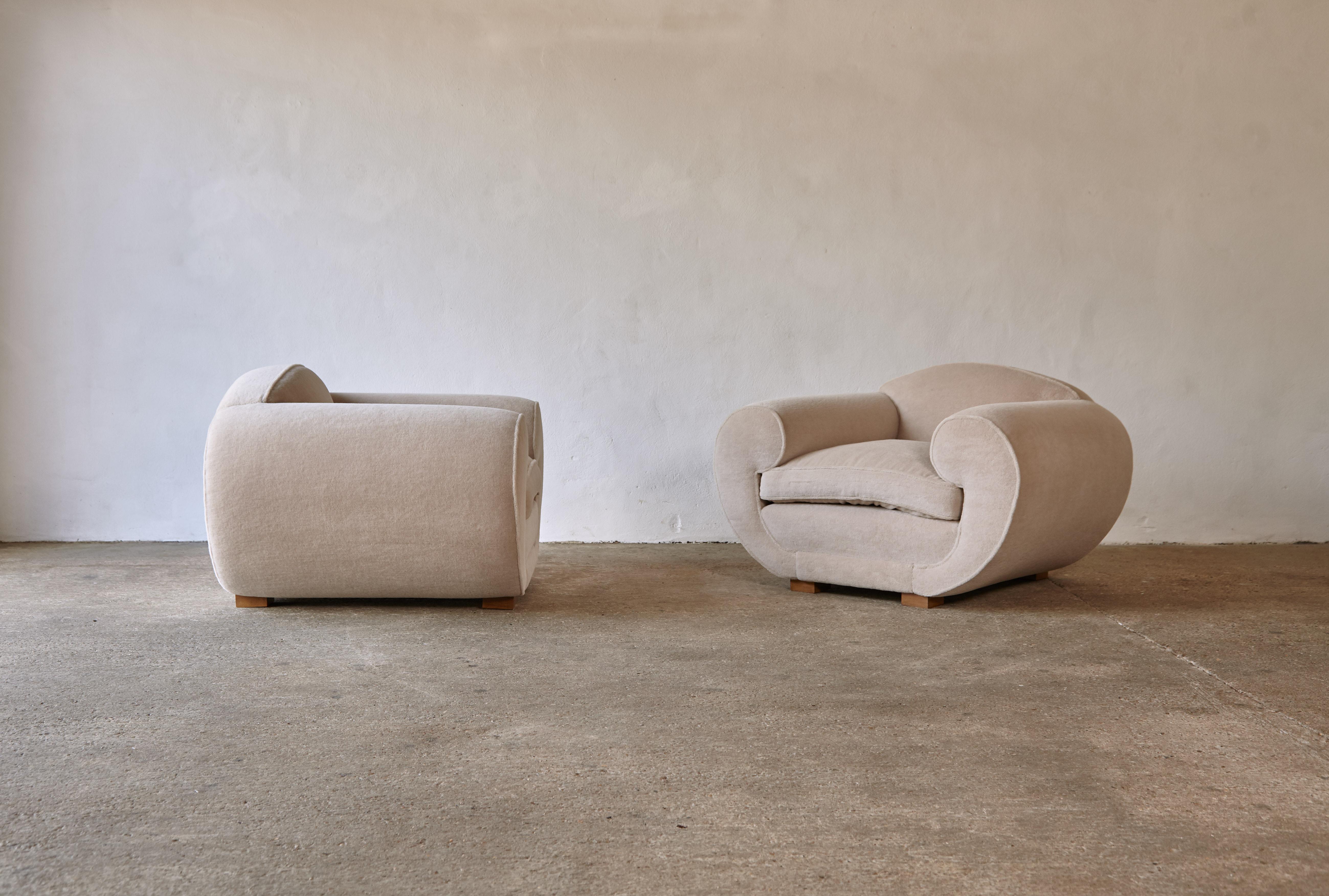Paar Sessel im Art-Déco-Stil, gepolstert mit reinem Alpaka im Angebot 5