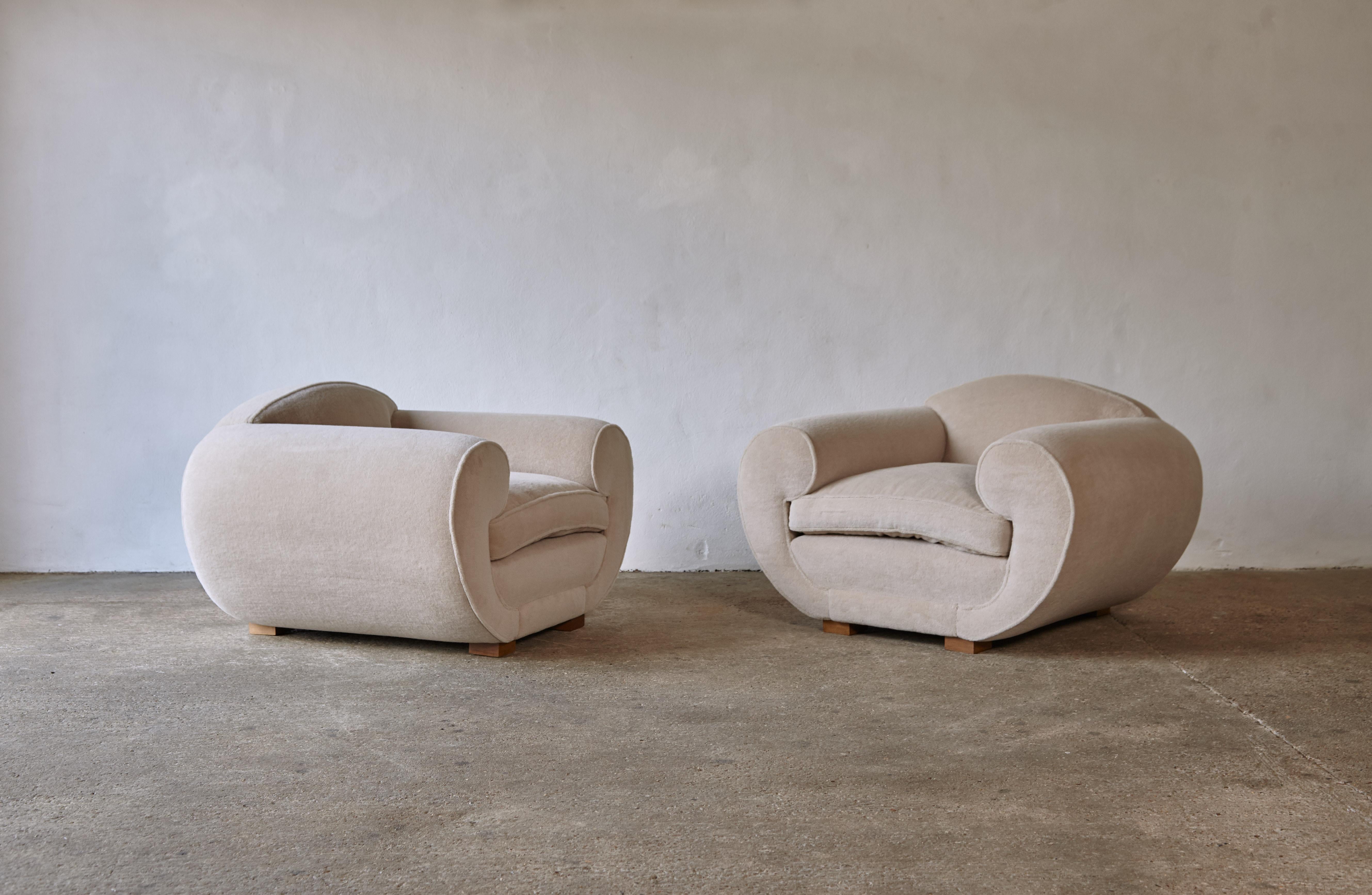 Paar Sessel im Art-Déco-Stil, gepolstert mit reinem Alpaka im Zustand „Neu“ im Angebot in London, GB