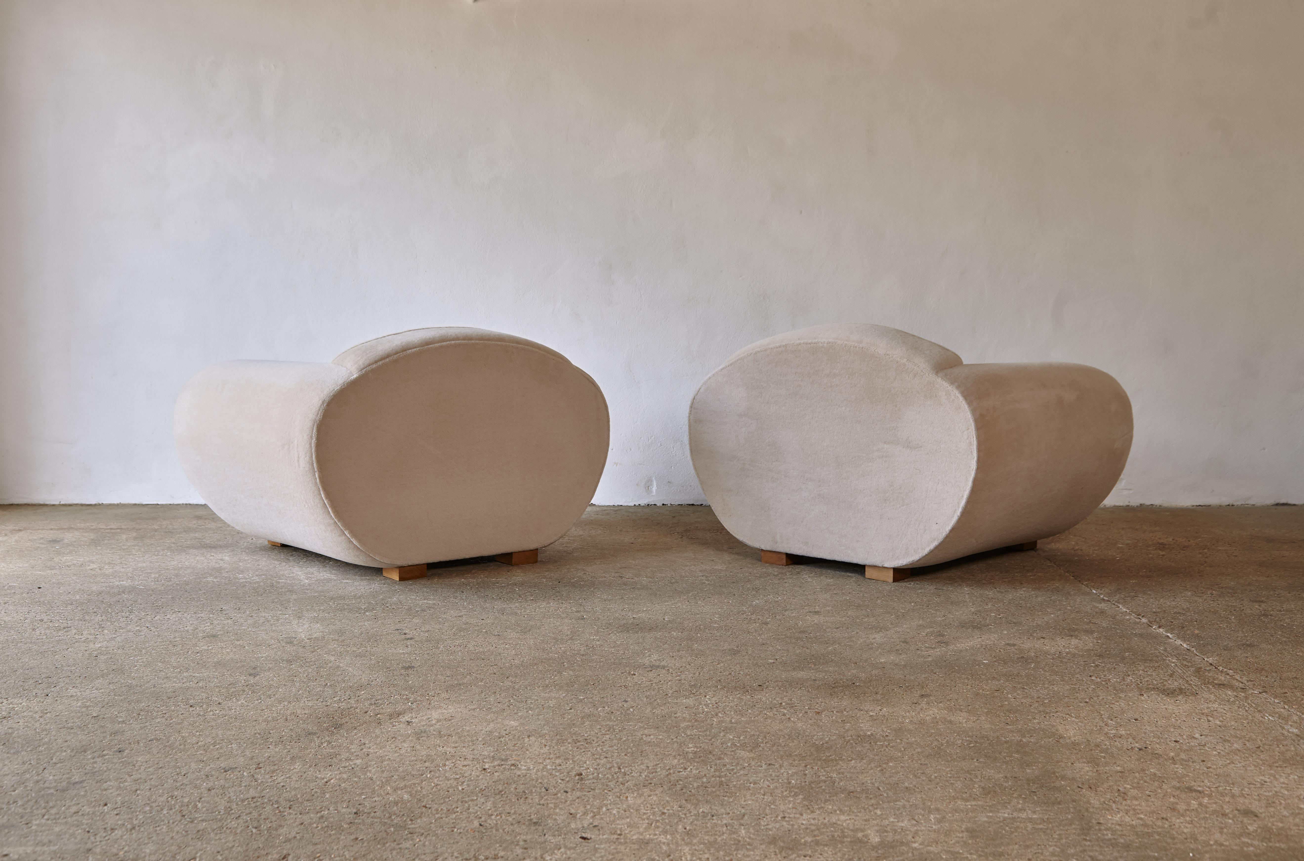 Paar Sessel im Art-Déco-Stil, gepolstert mit reinem Alpaka im Angebot 2