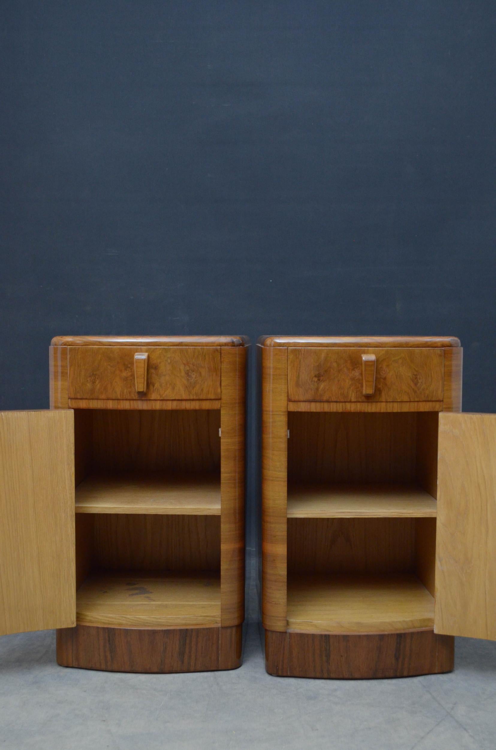 Mid-20th Century Pair of Art Deco Style Bedside Cabinets