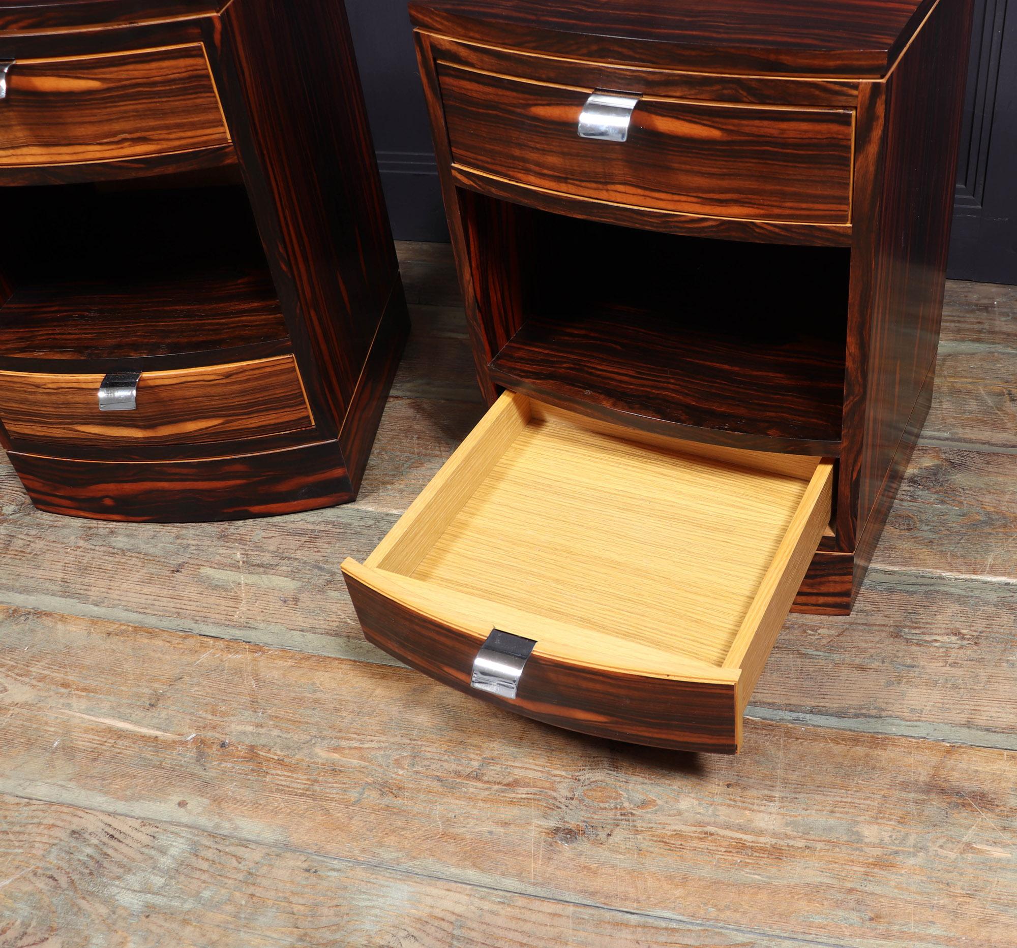 Pair of Art Deco Style Bedside Chest in Macassar Ebony 5