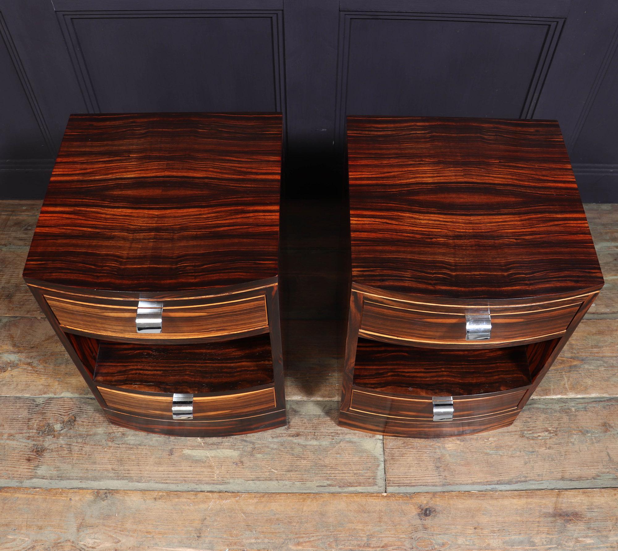 Pair of Art Deco Style Bedside Chest in Macassar Ebony 1