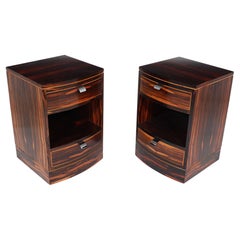 Vintage Pair of Art Deco Style Bedside Chest in Macassar Ebony