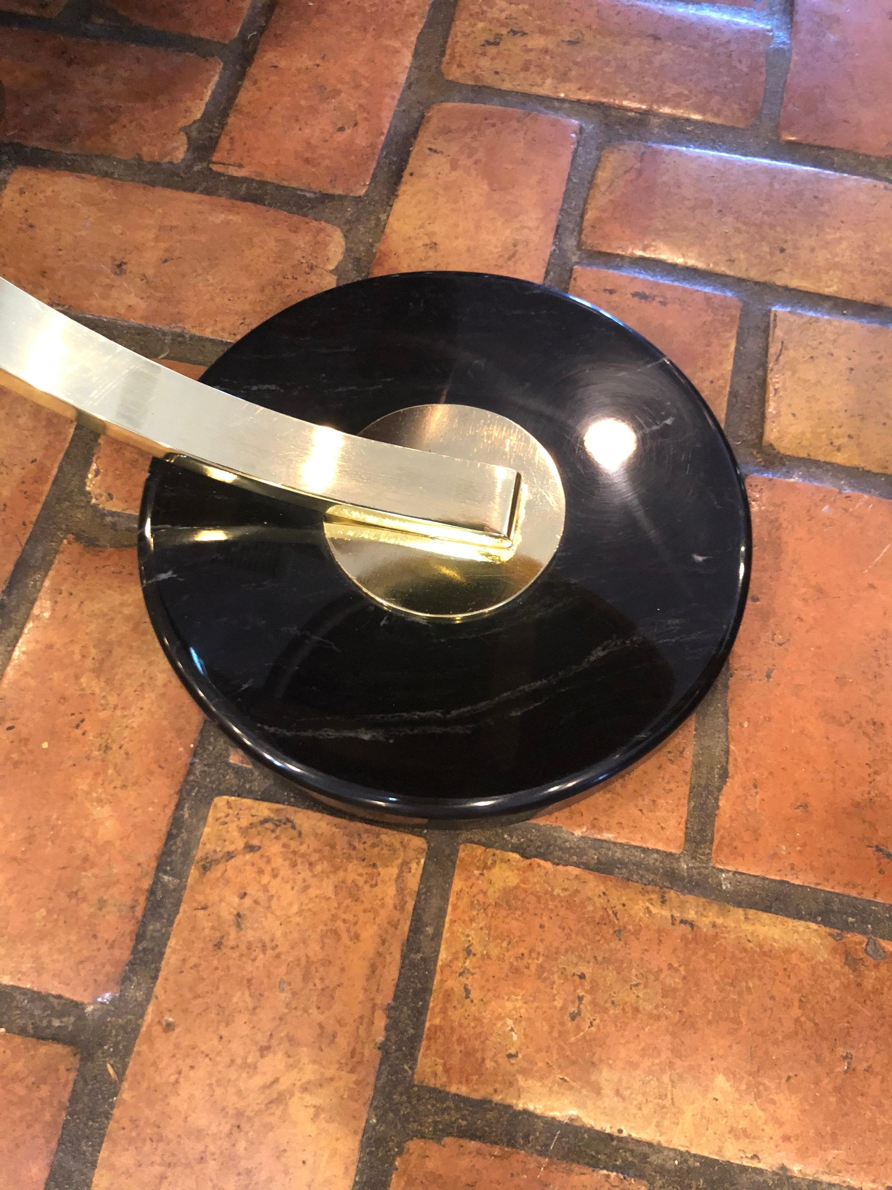 Pair of Art Deco Style Brass and Black Glass End Tables 2