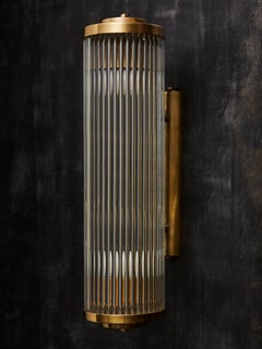 Pair of Art Deco Style Brass and Glass Wall Sconces