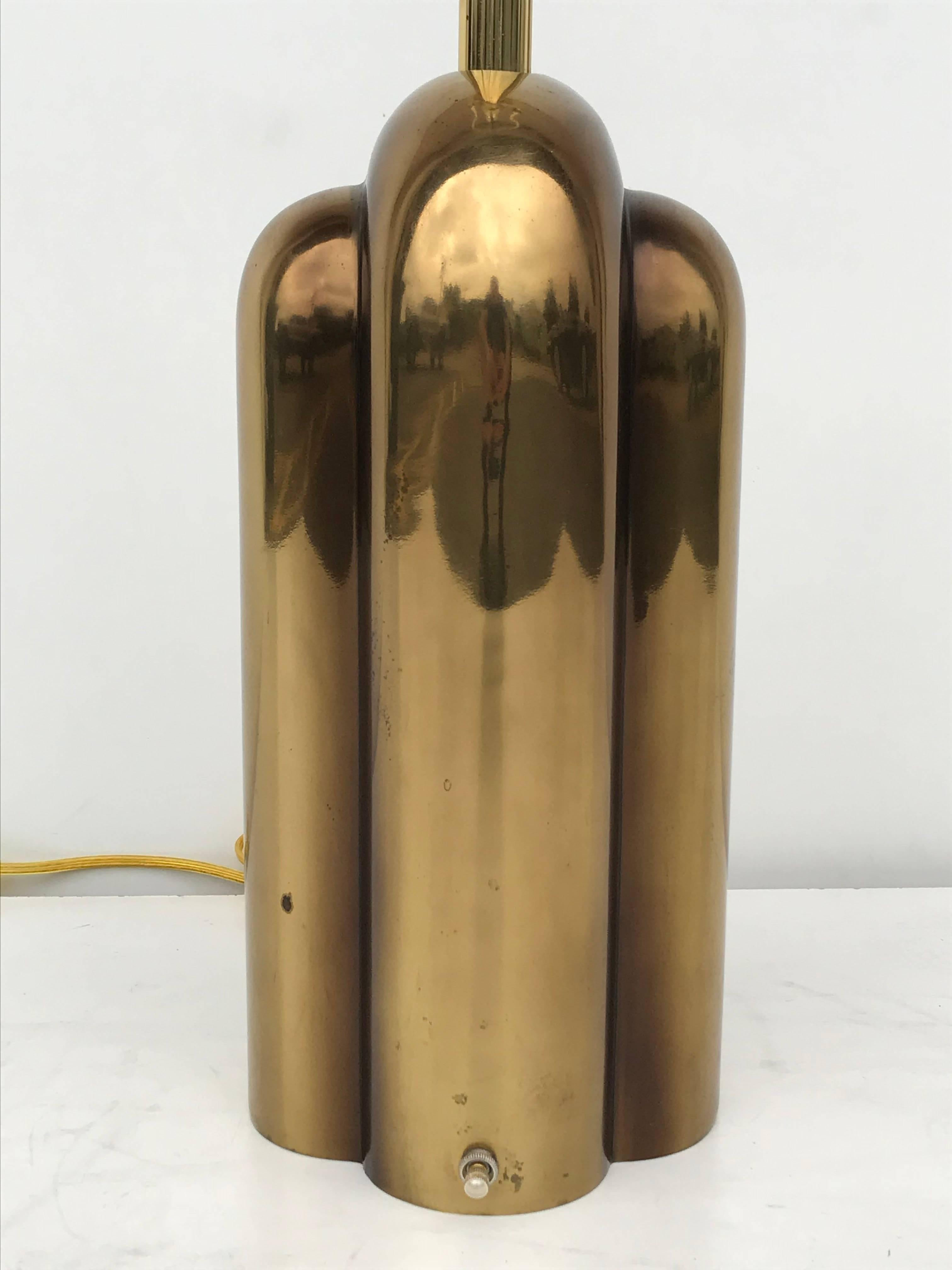 American Pair of Art Deco Style Brass Lamps