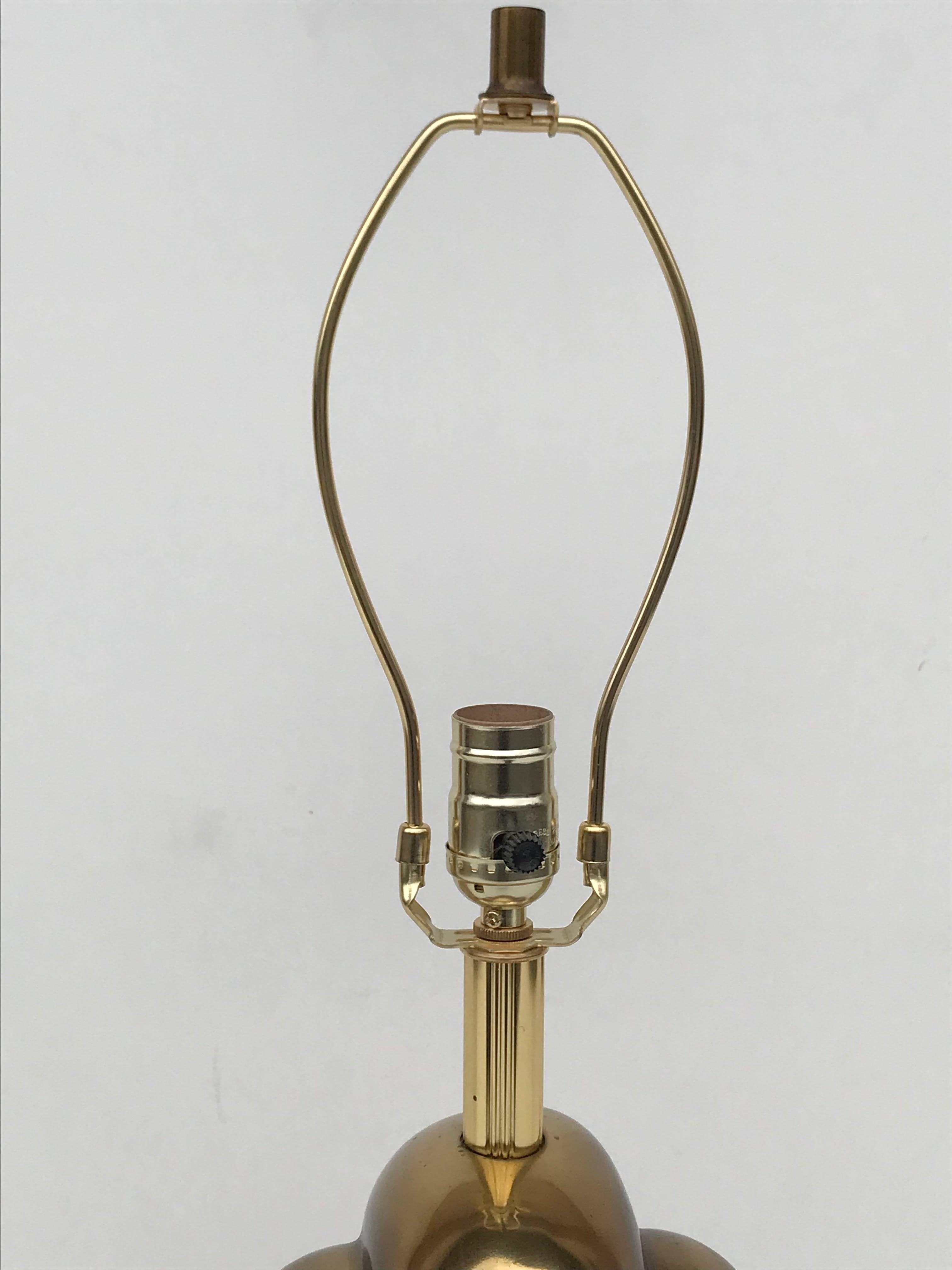 Mid-20th Century Pair of Art Deco Style Brass Lamps