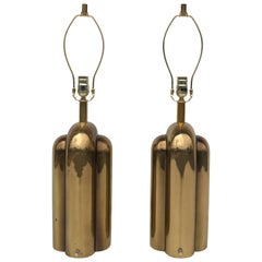 Pair of Art Deco Style Brass Lamps