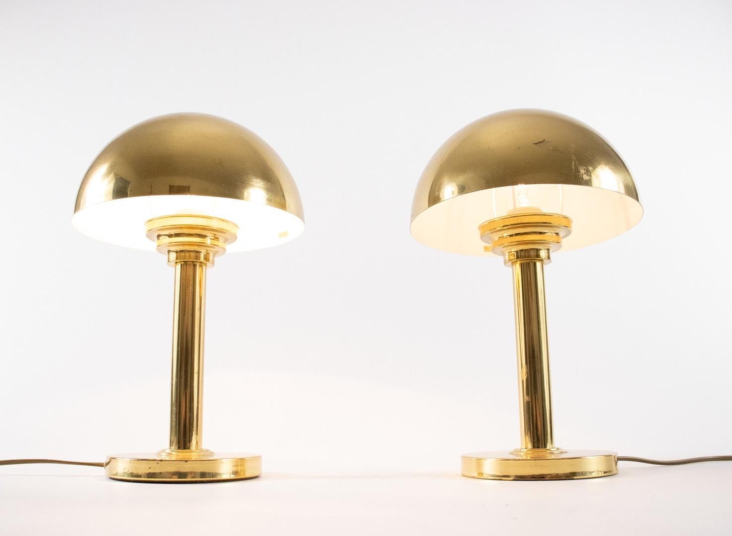 Pair of Art Deco Style Brass Table Lamps, Austria, 1970s 3