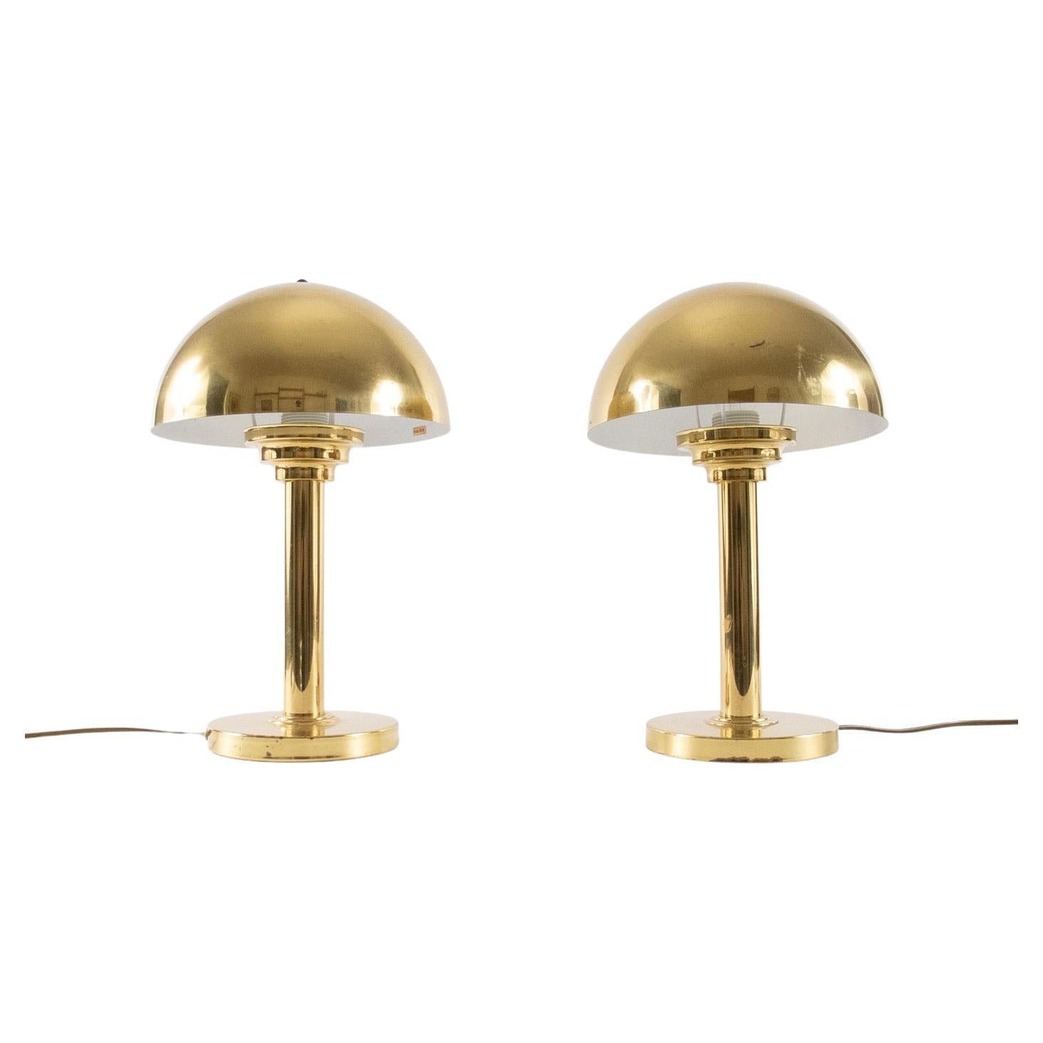 Pair of Art Deco Style Brass Table Lamps, Austria, 1970s
