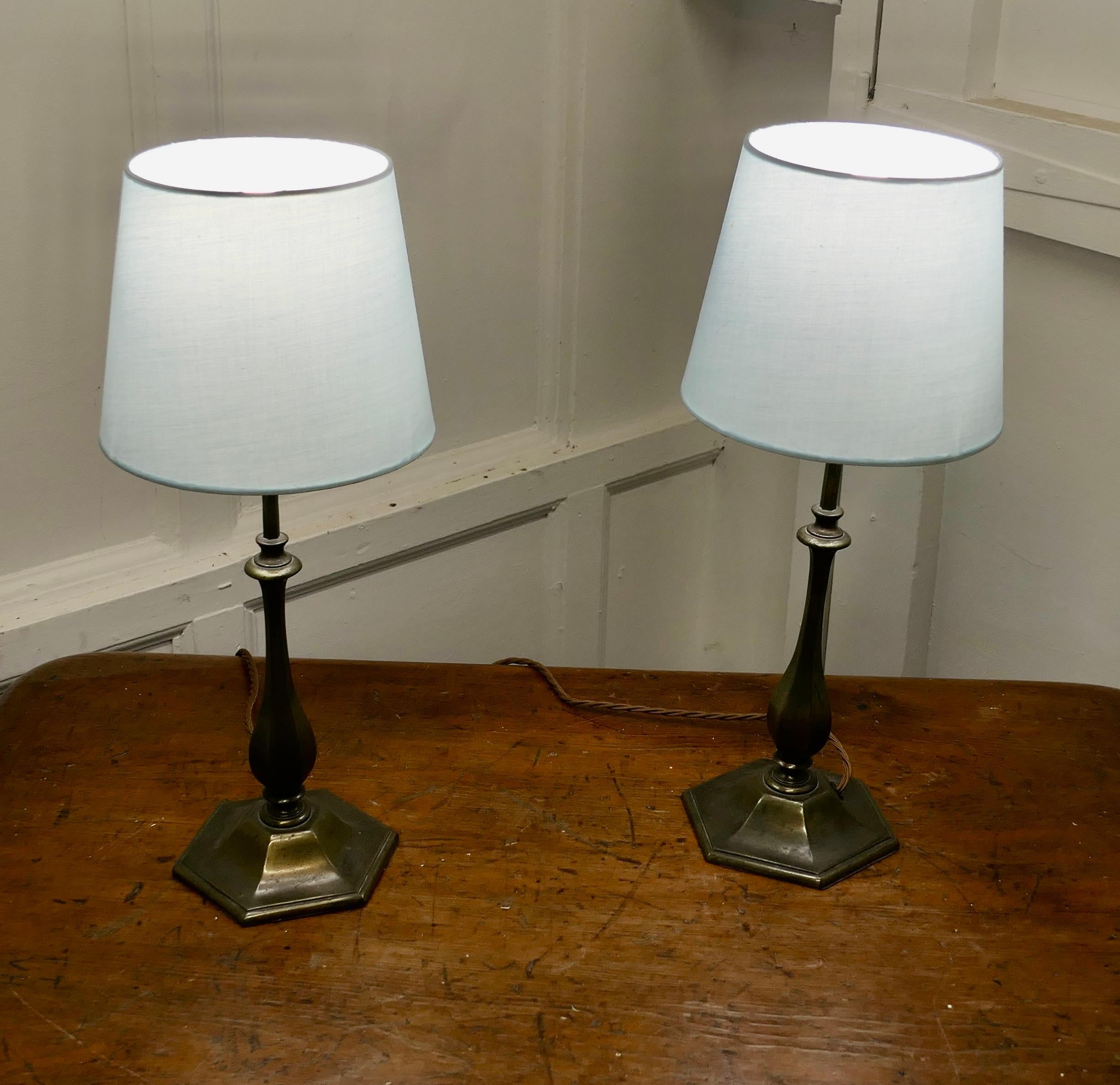 Mid-20th Century Pair of  Art Deco Style Brass Table Lamps    For Sale