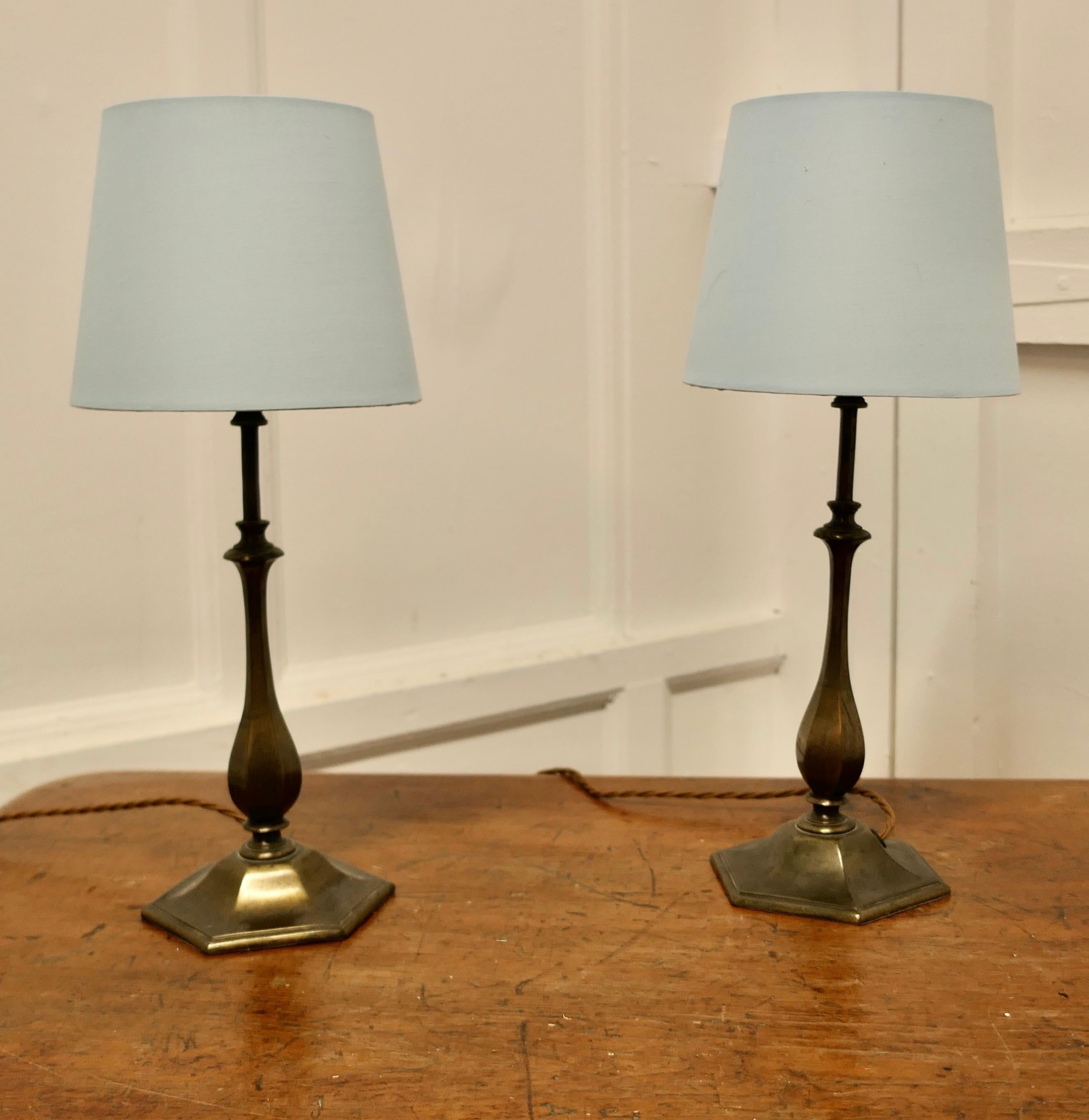 Pair of  Art Deco Style Brass Table Lamps    For Sale 2