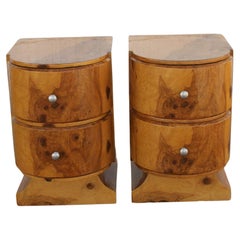 Pair of Art Deco Style Burl 2 Drawer Chest