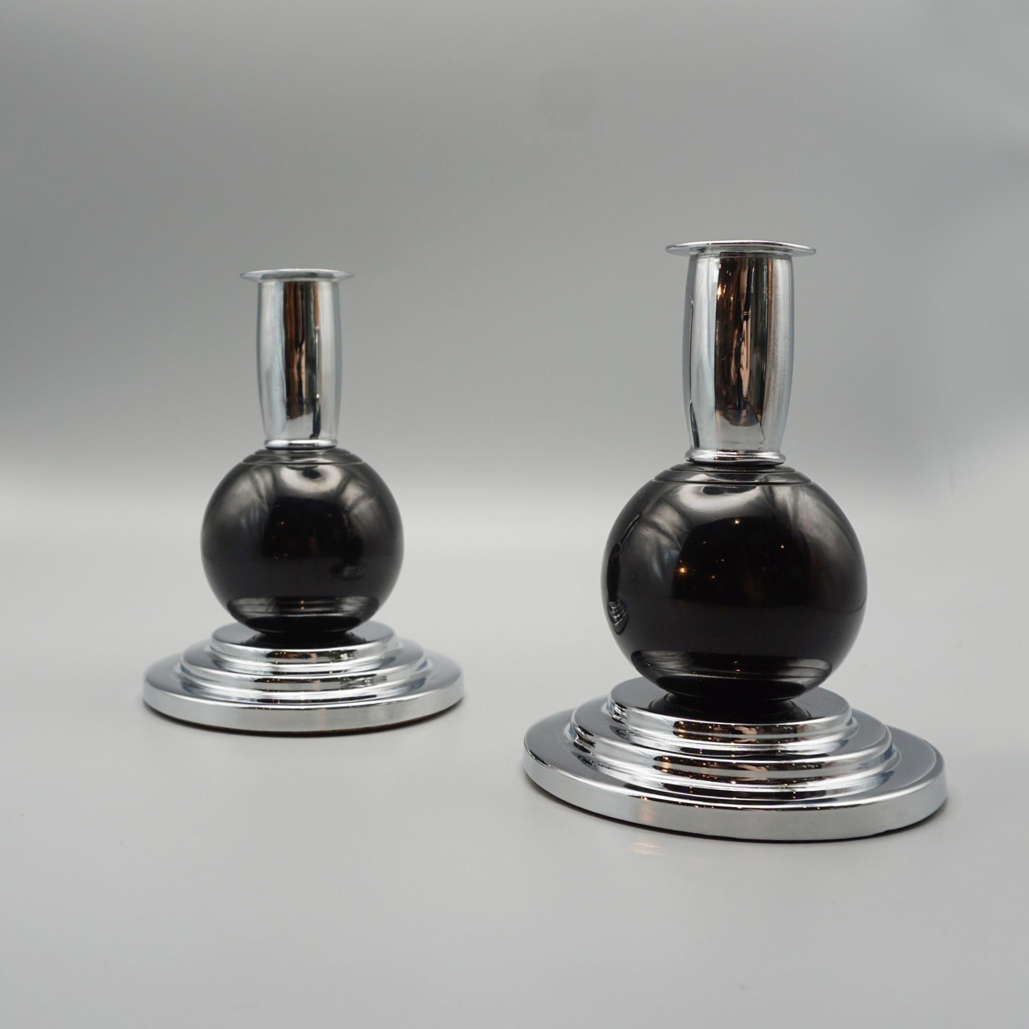 20th Century Pair of Art Deco Style Candlesticks For Sale