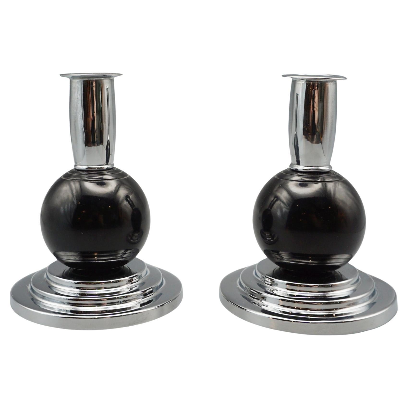 Pair of Art Deco Style Candlesticks For Sale