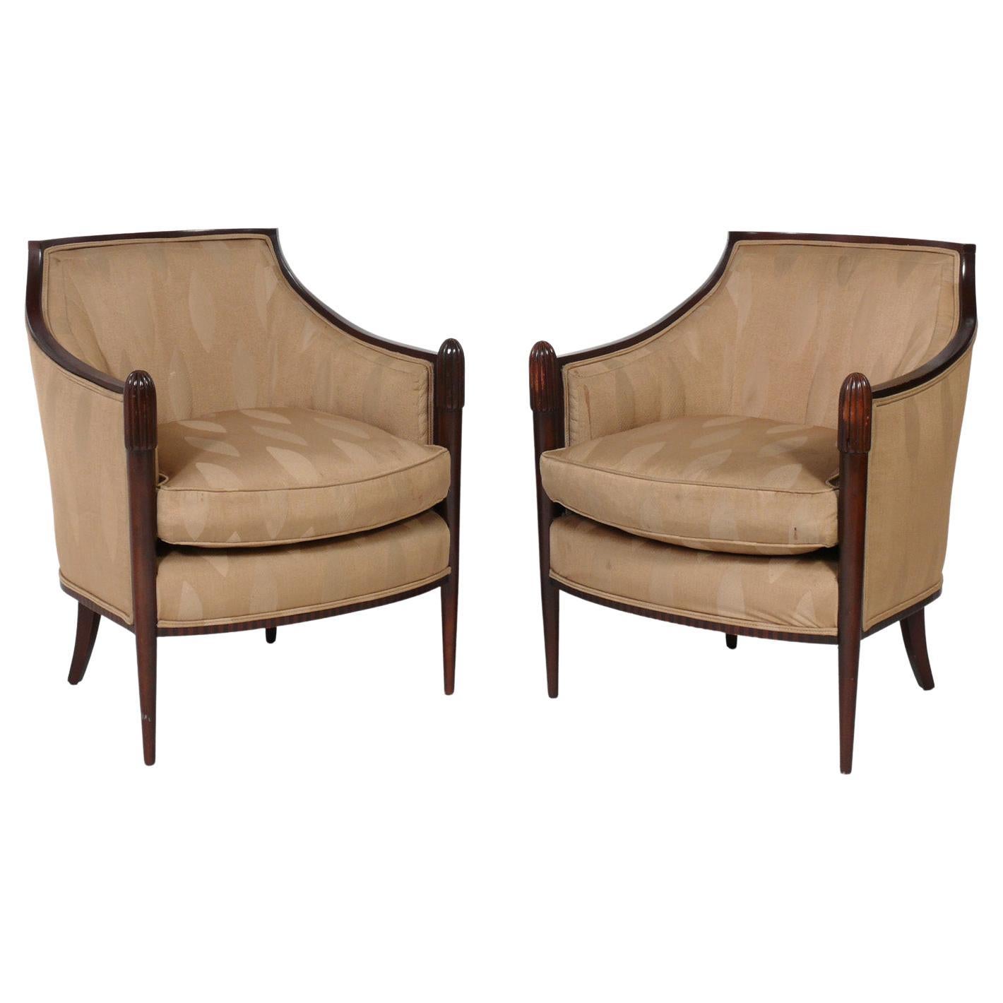 Pair of Art Deco Style Chairs by Barbara Barry for Baker Refinished Reupholsterd