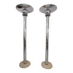 Pair of Art Deco Style Chrome Torcheres by Jay Spectre