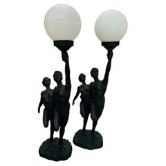 Pair of Art Deco Style Crosa Resin Lamps