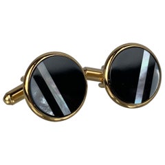 Vintage Art Deco Style Onyx 
Mother of Pearl Cufflinks with a Gold Filled Setting