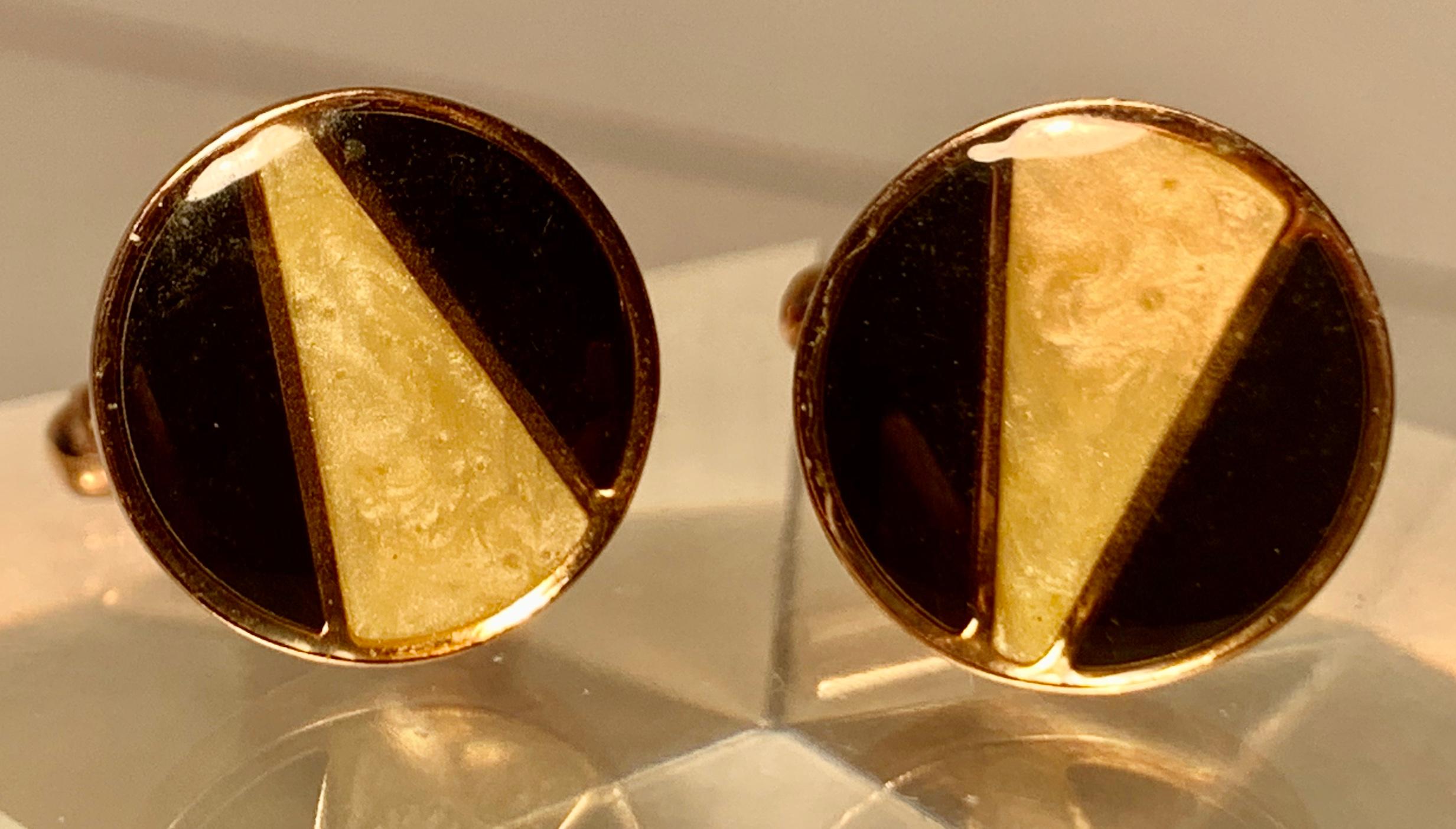 Art Deco Style Vintage Cufflinks in a Yellow Gold Filled Setting 2