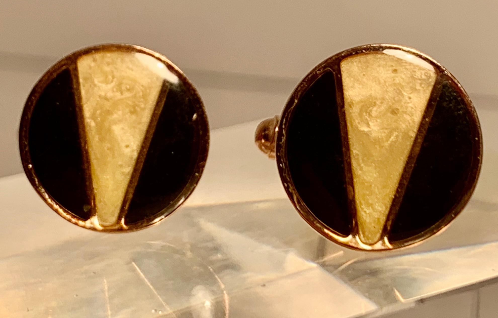 Art Deco Style Vintage Cufflinks in a Yellow Gold Filled Setting 3
